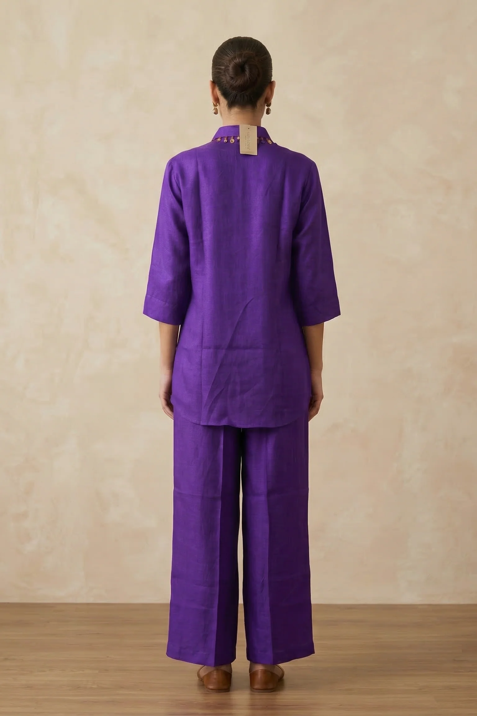 Vivid Violet Ombre Dyed Raw Silk Co-ord Set - Image 2