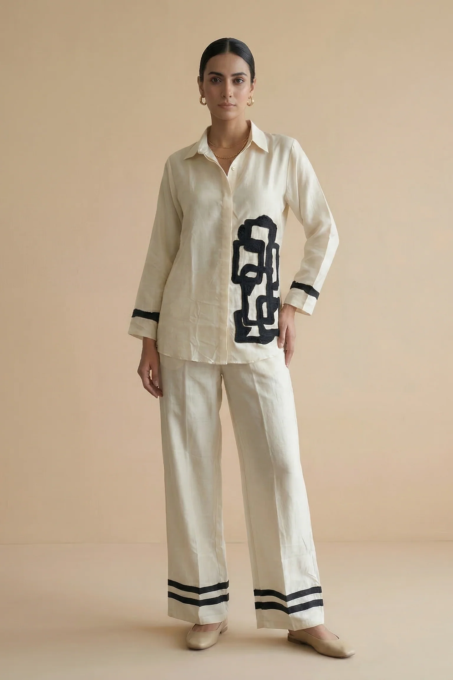 Ivory Printed Crepe Silk Co-Ord Set