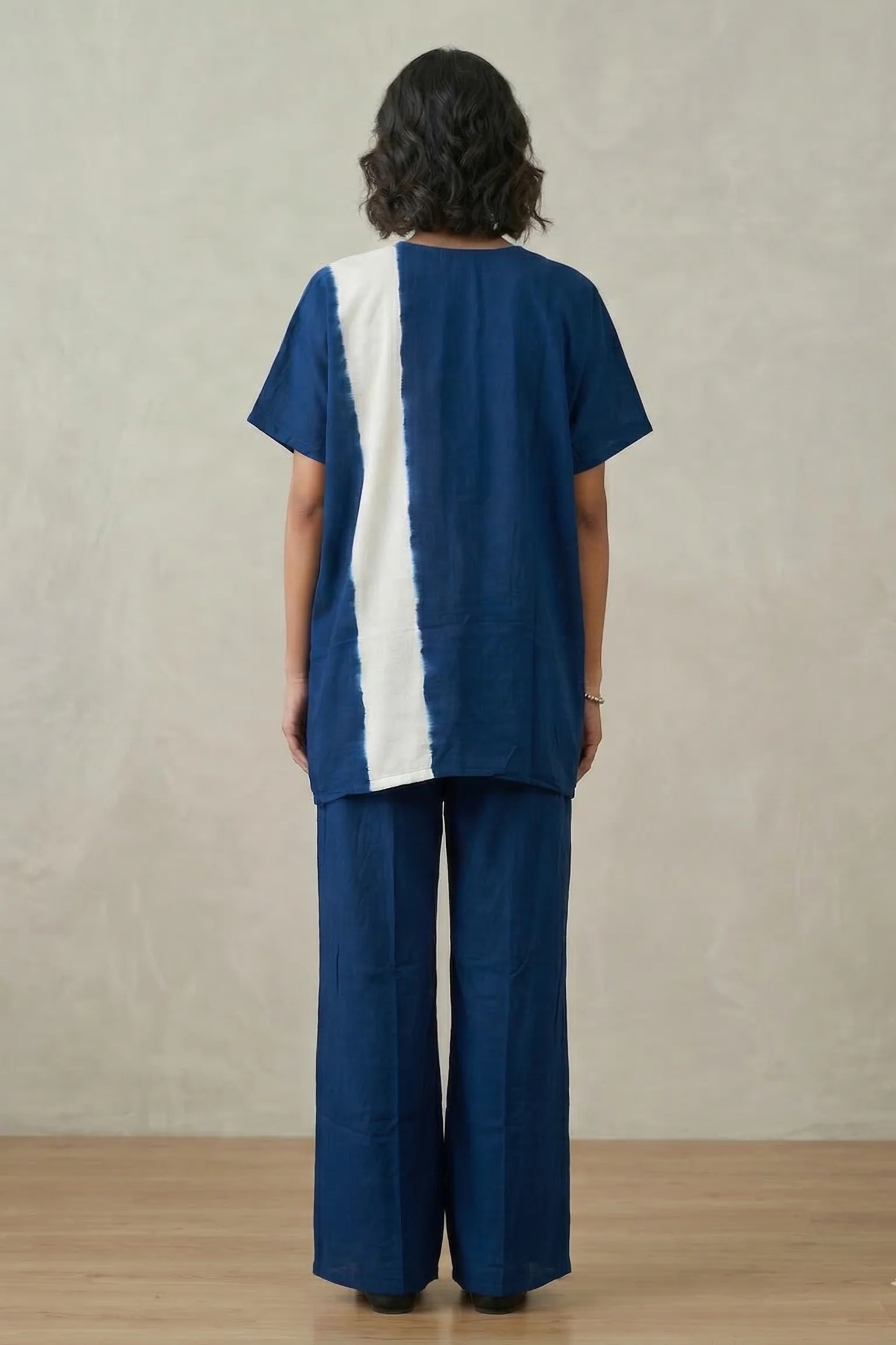 Indigo Blue Embrooidered Raw Silk Co-Ord Set - Image 2