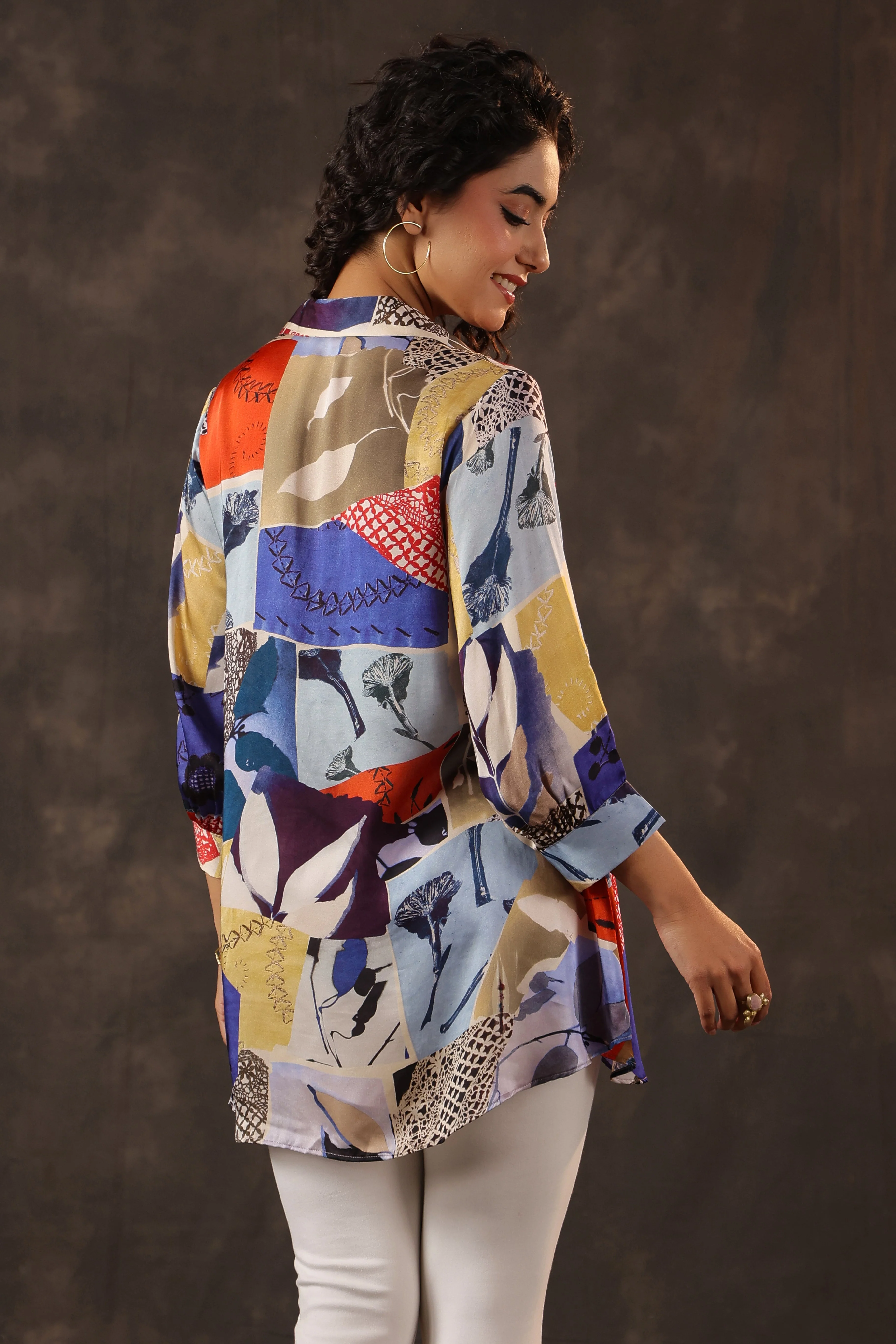 Abstract Prism Printed Crepe Silk Top - Image 5