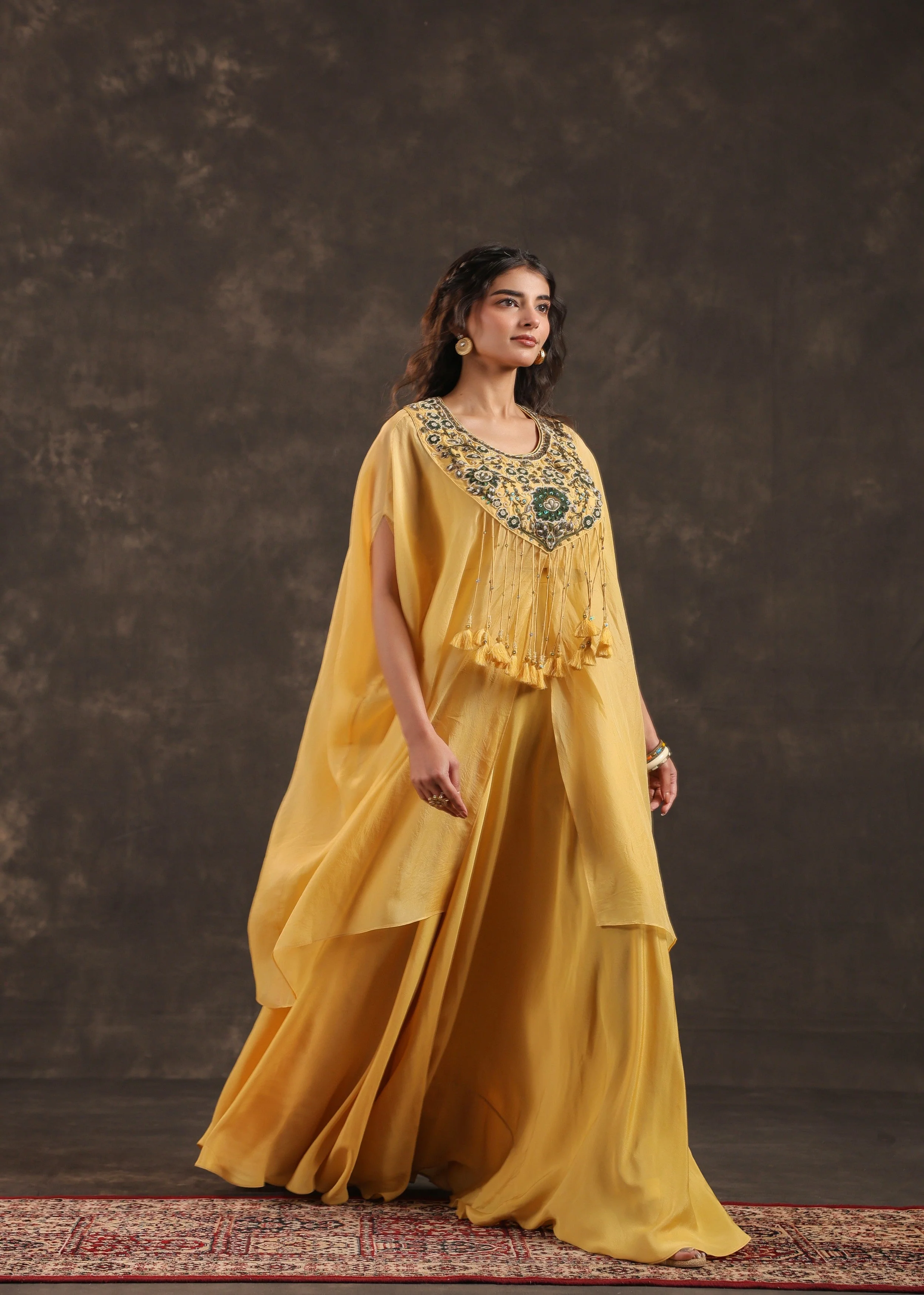 Saffron Allure Embellished Organza Silk Palazzo Set - Image 4