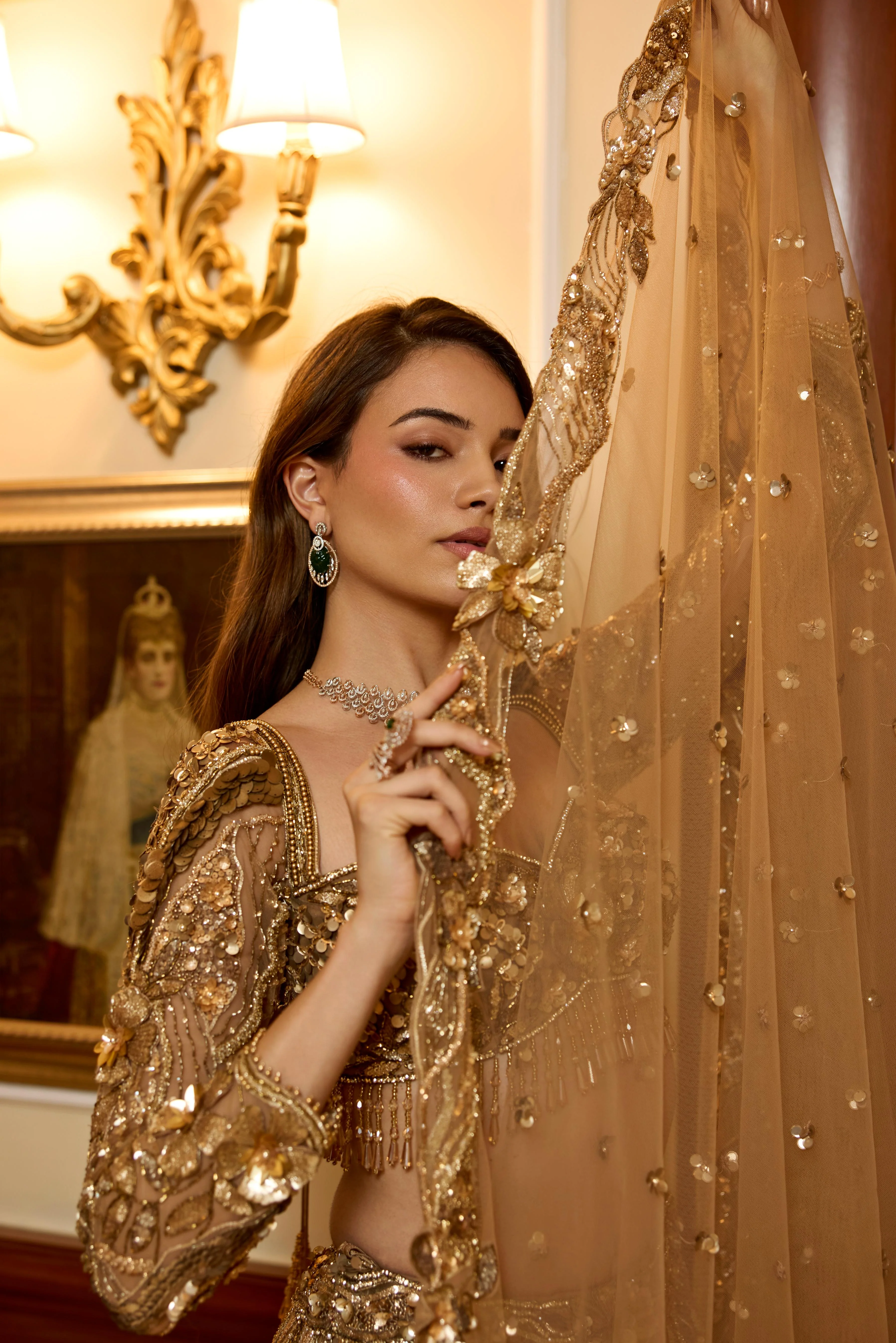 Dark Gold Embellished Premium Lehenga Set - Image 3