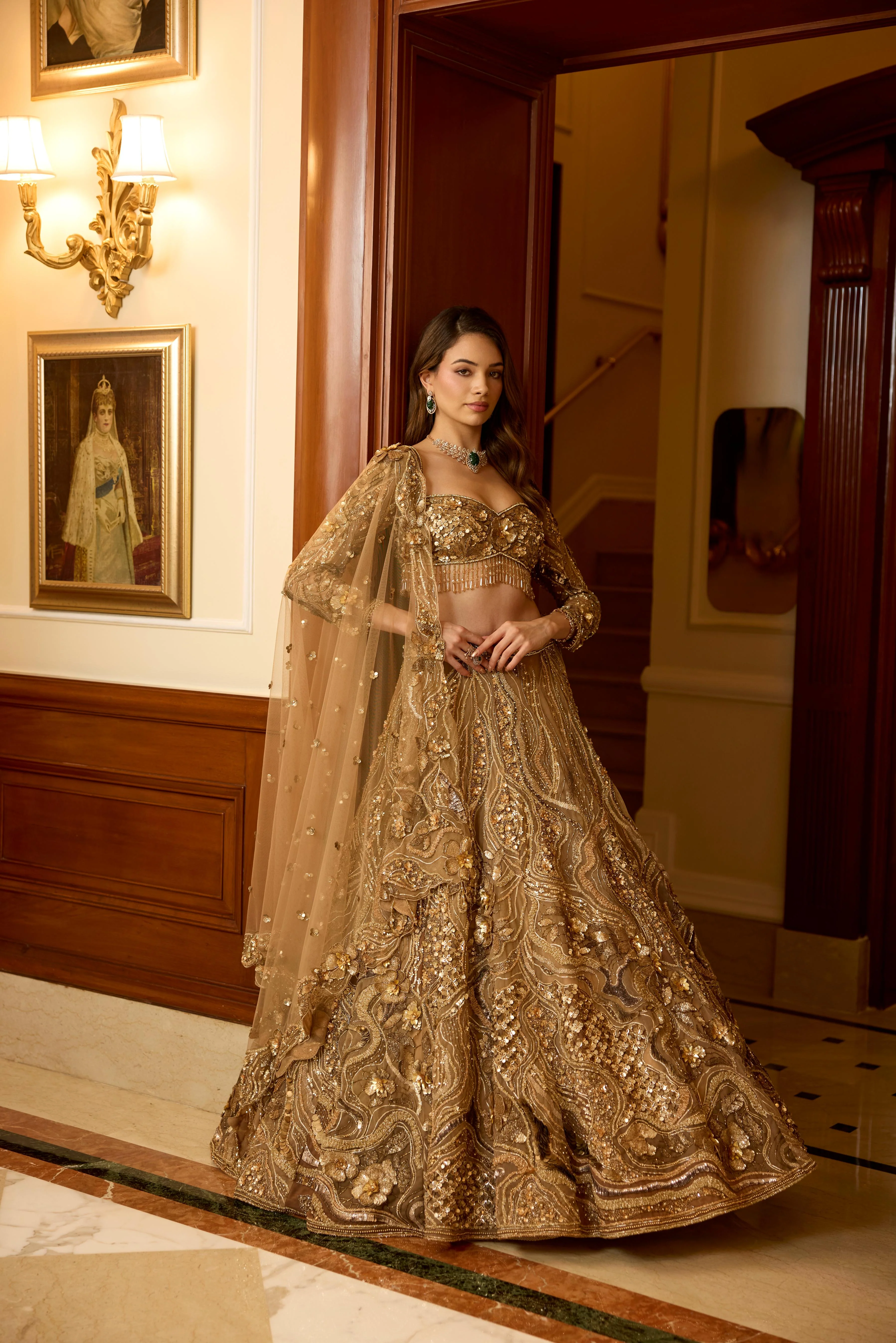 Dark Gold Embellished Premium Lehenga Set - Image 4