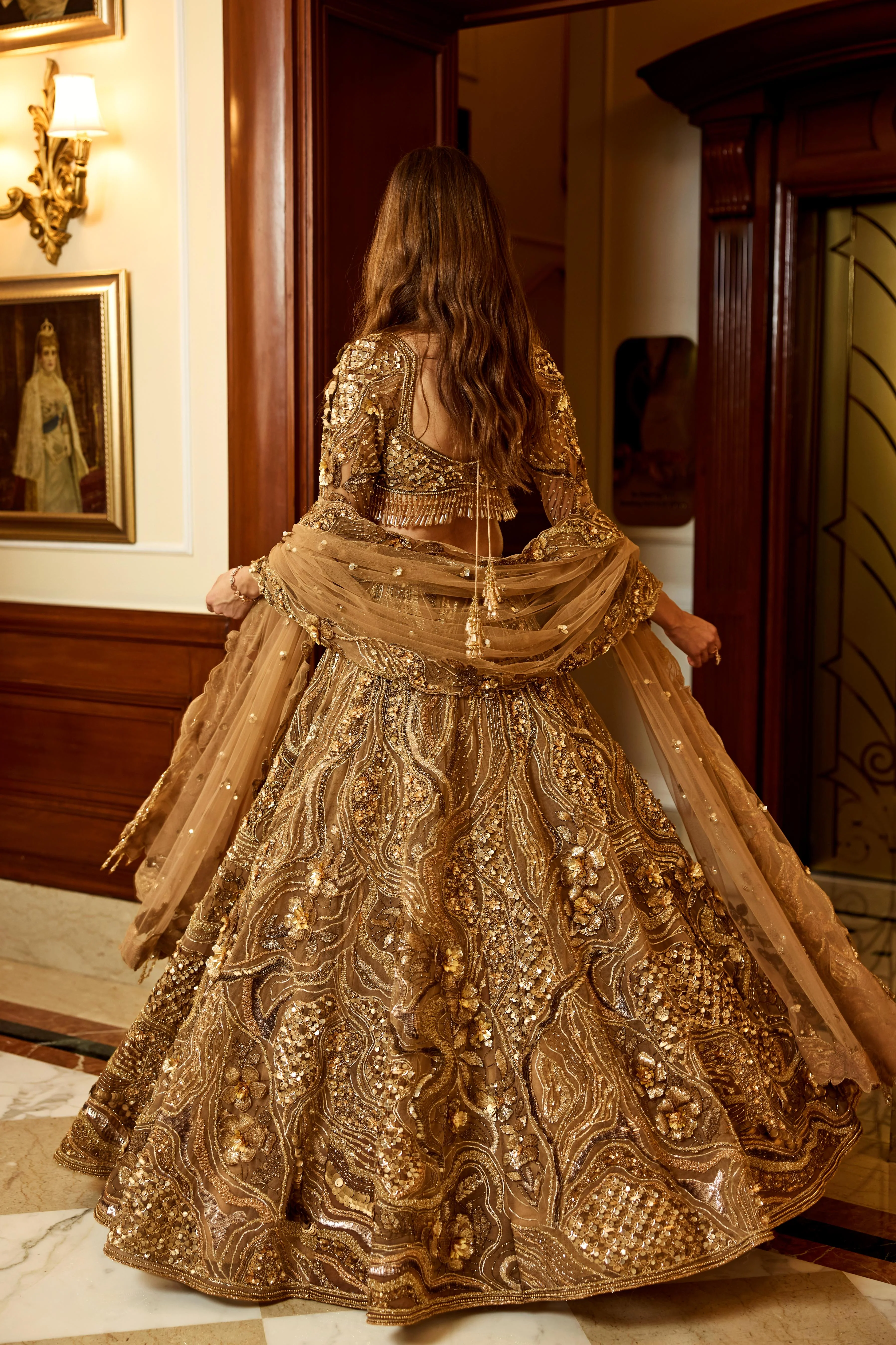 Dark Gold Embellished Premium Lehenga Set - Image 5