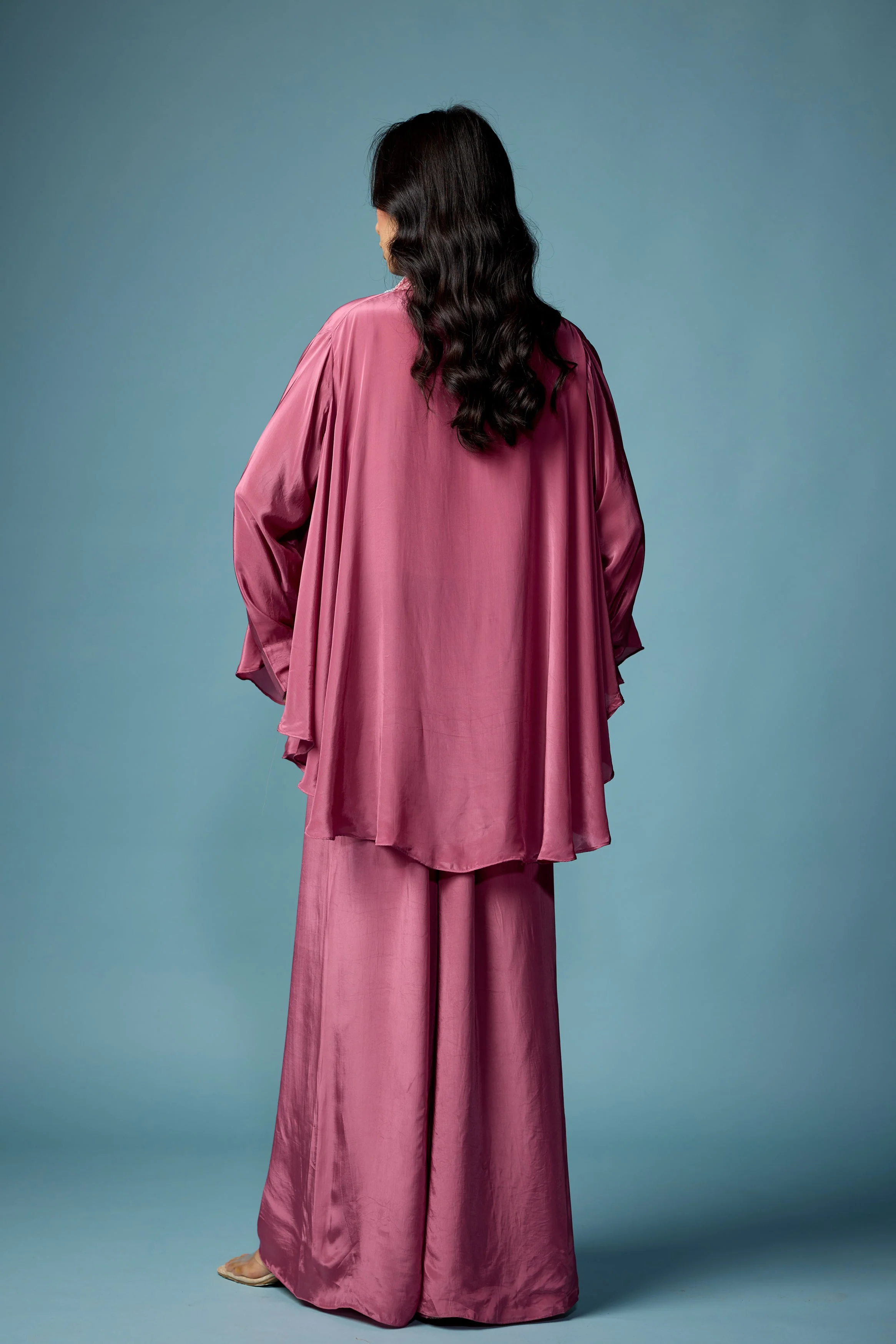 Dusty Pink Embellished Satin Silk Co-Ord Set - Image 7