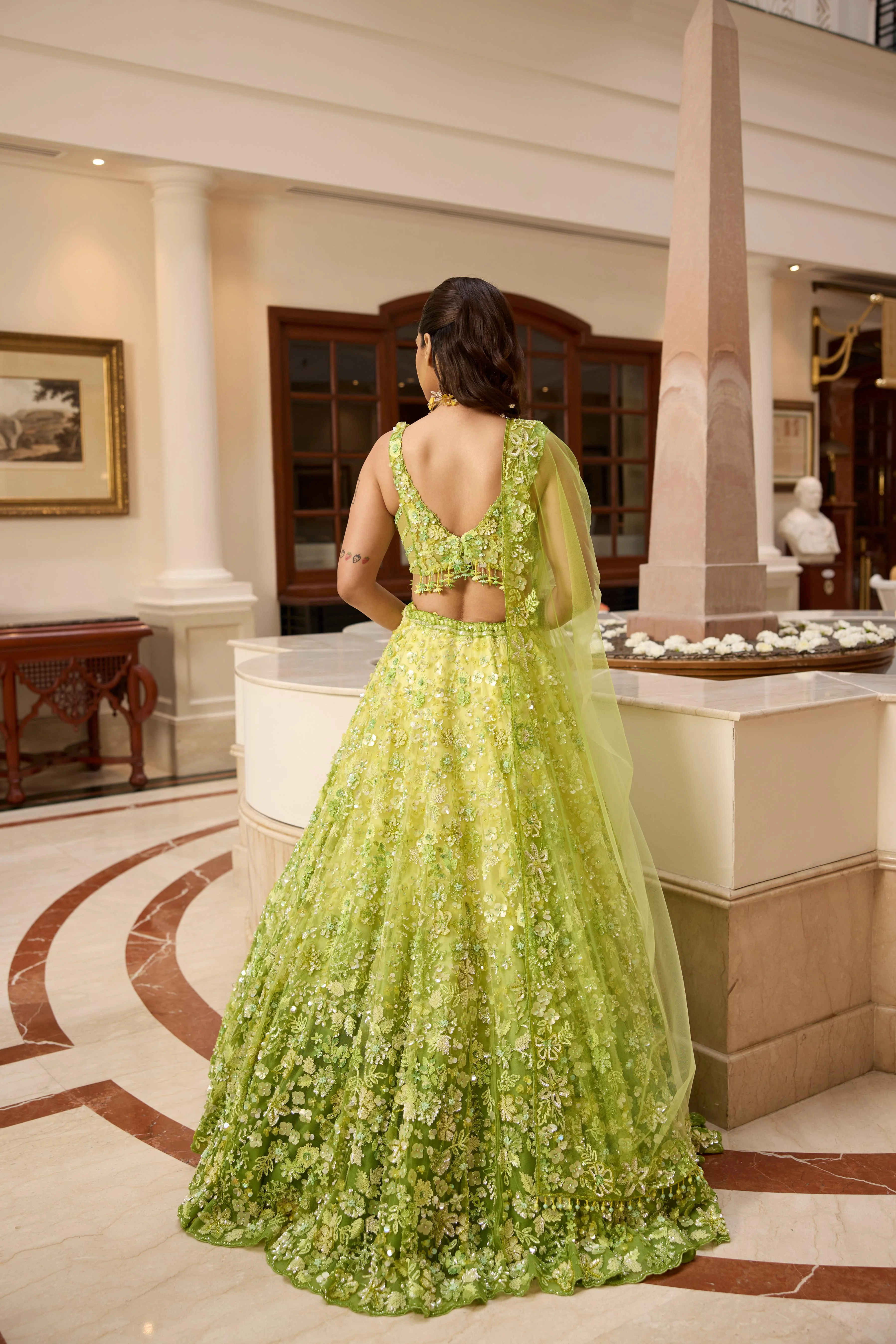 Lime Green Embellished Premium Lehenga Set - Image 5