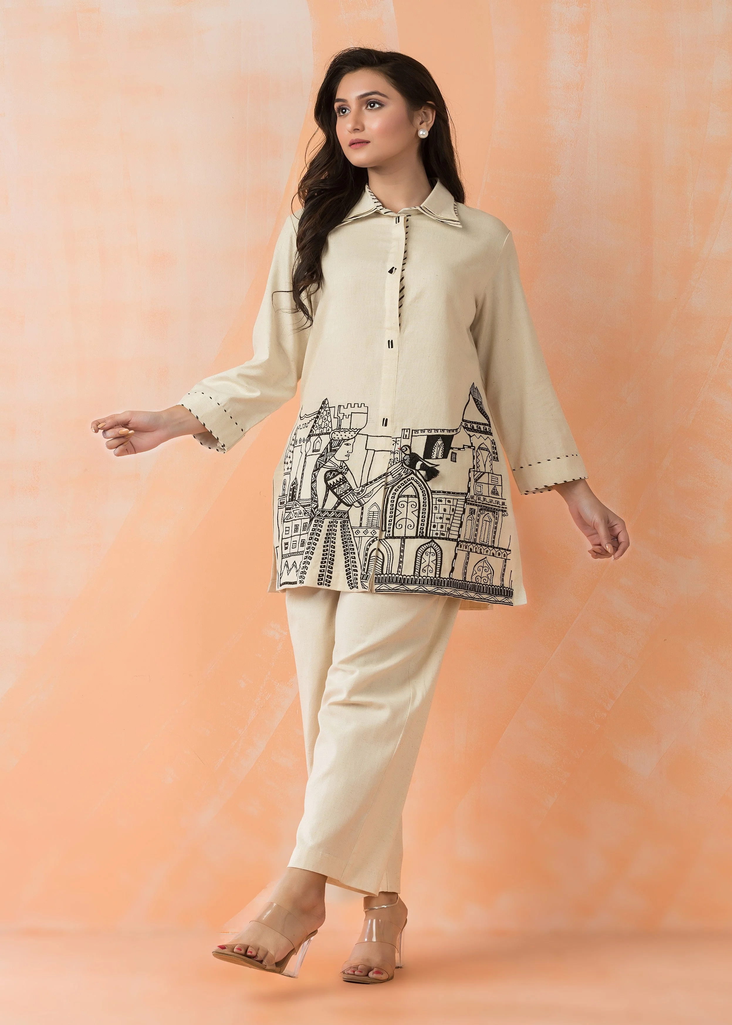 Beige Cotton Flex Co-Ord Set - Image 3