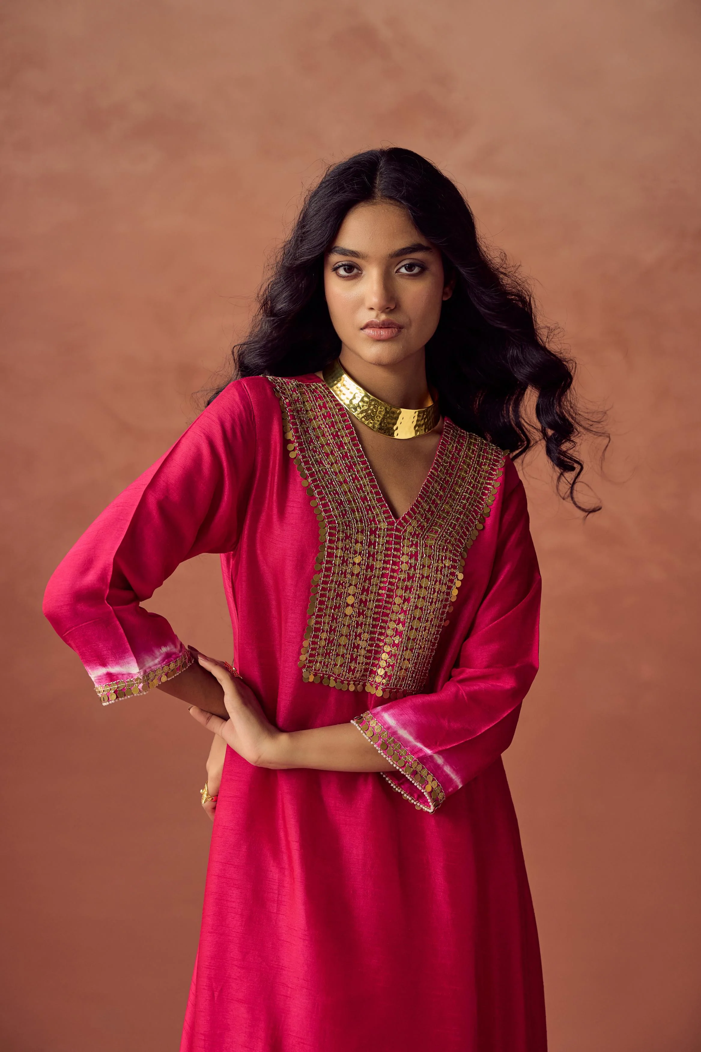 Berry Blush Embellished Raw Silk Kurta Set - Image 3