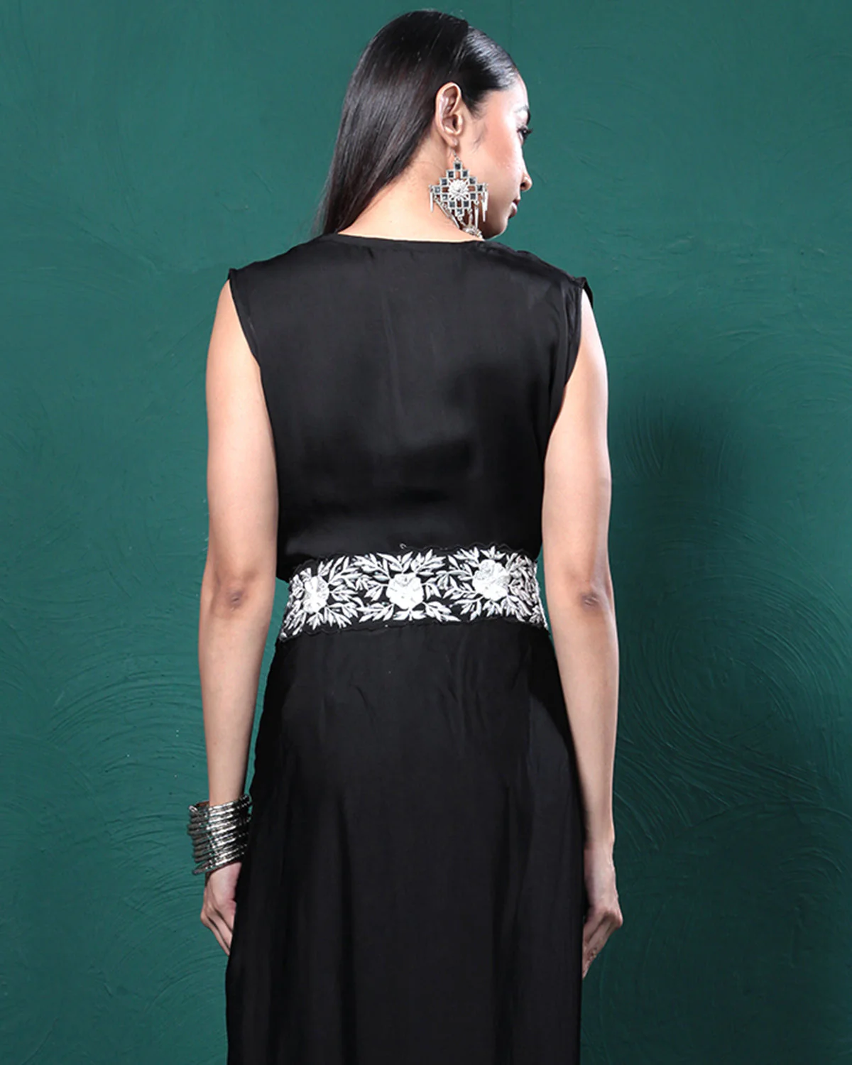 Elite Black Cowl Crop Top & Skirt Set - Image 8