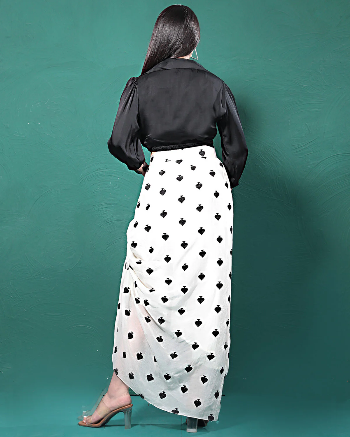 Black & White Drama Crop Top & Skirt - Image 5