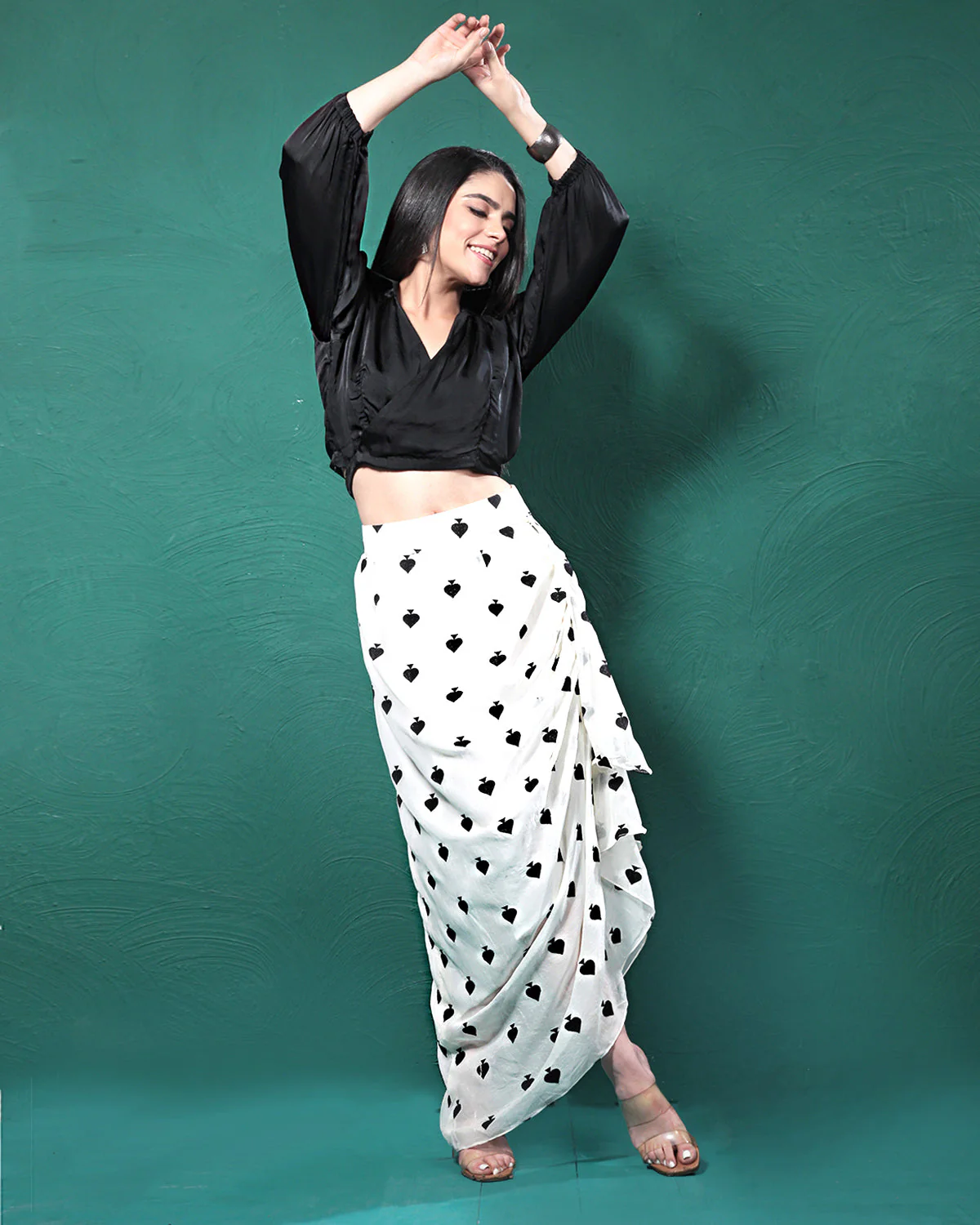 Black & White Drama Crop Top & Skirt - Image 6