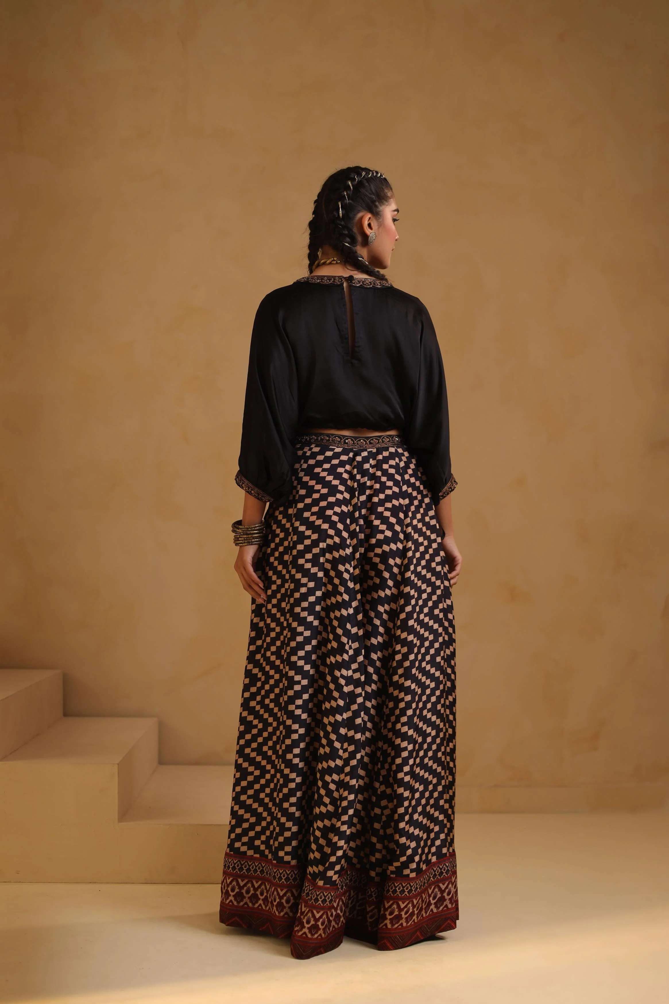 Black Embellished Modal Satin Co-Ord Set - Image 5