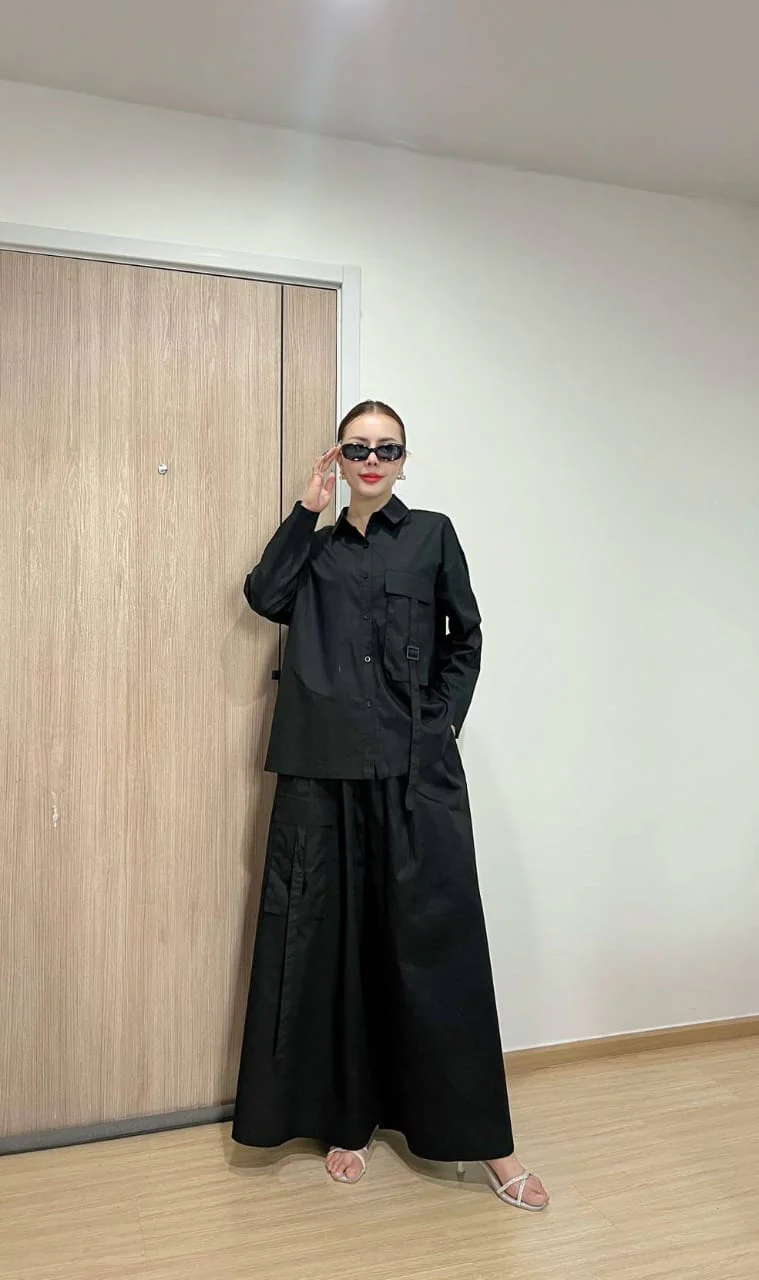 Black Cotton Co-Ord Set