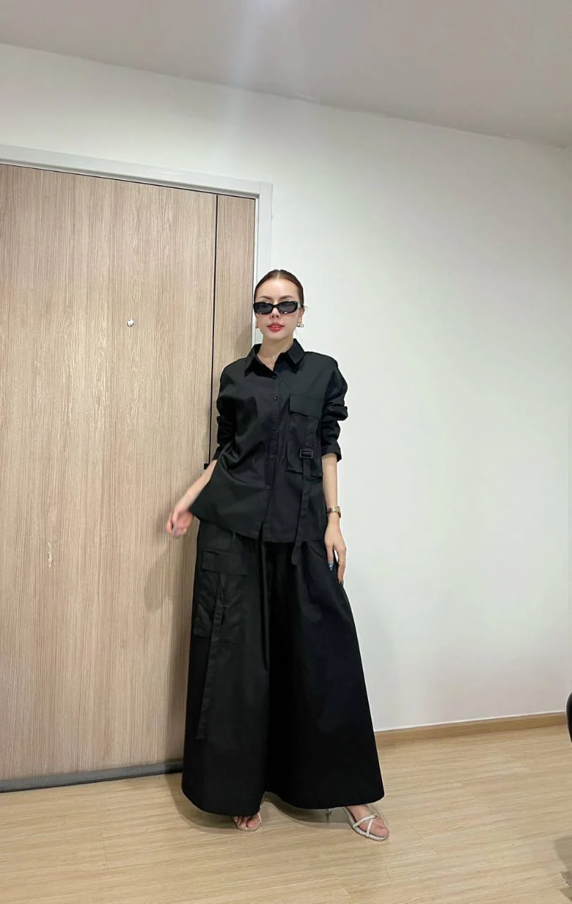 Black Cotton Co-Ord Set - Image 2