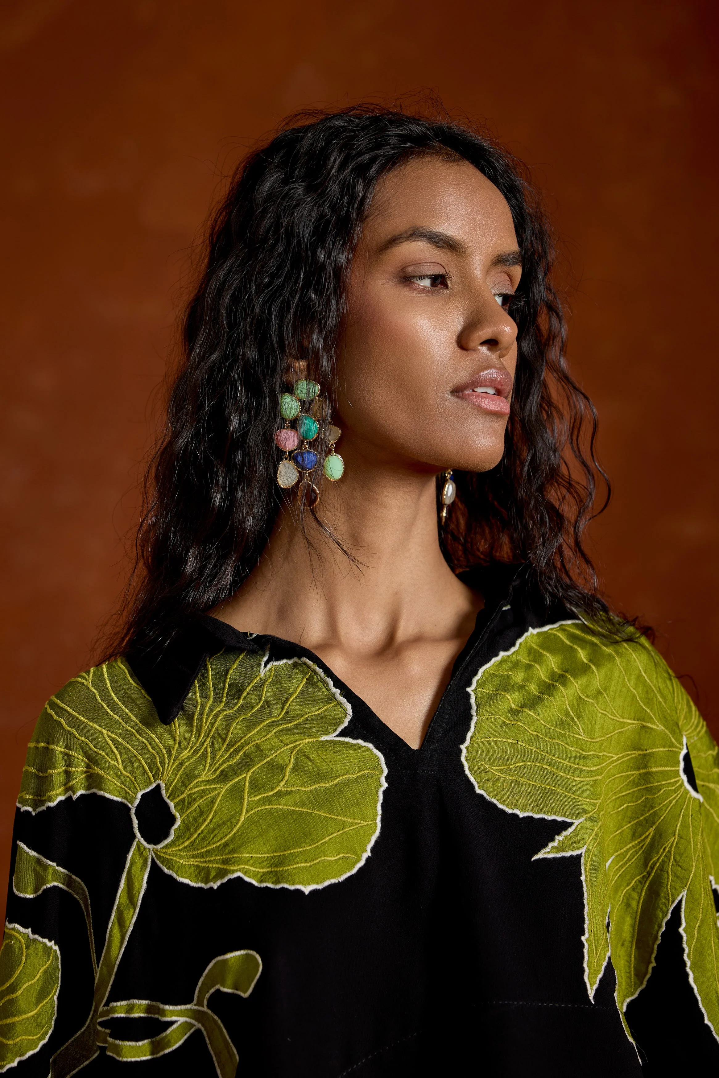 Black Embroidered Georgette Silk Co-Ord Set - Image 3