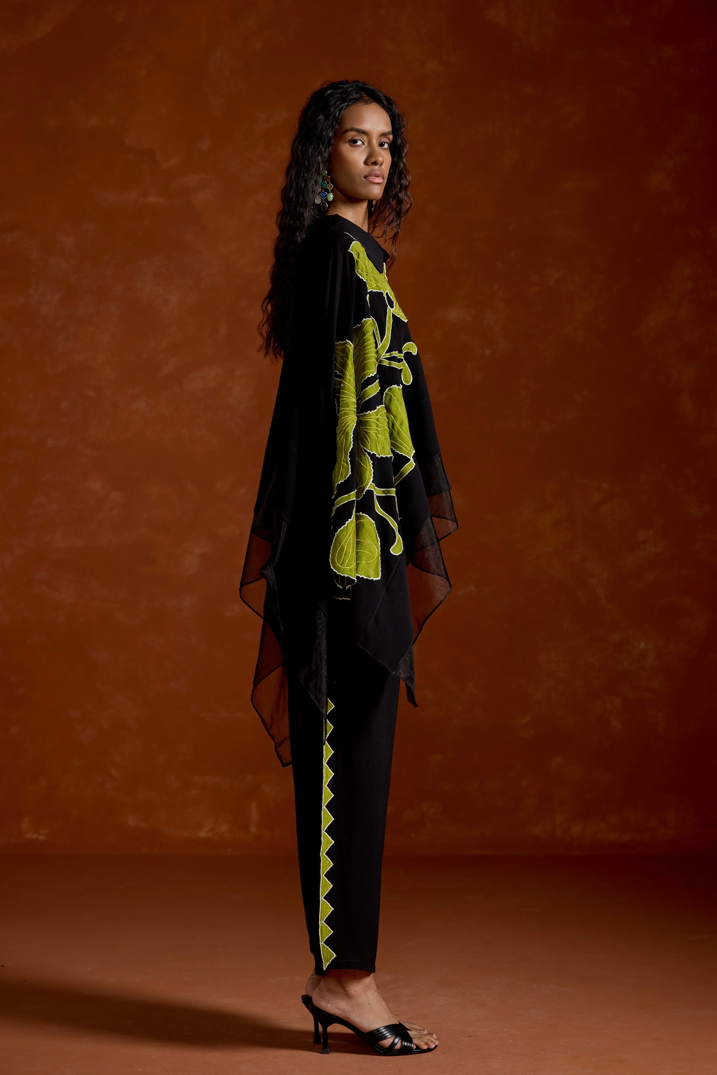 Black Embroidered Georgette Silk Co-Ord Set - Image 6