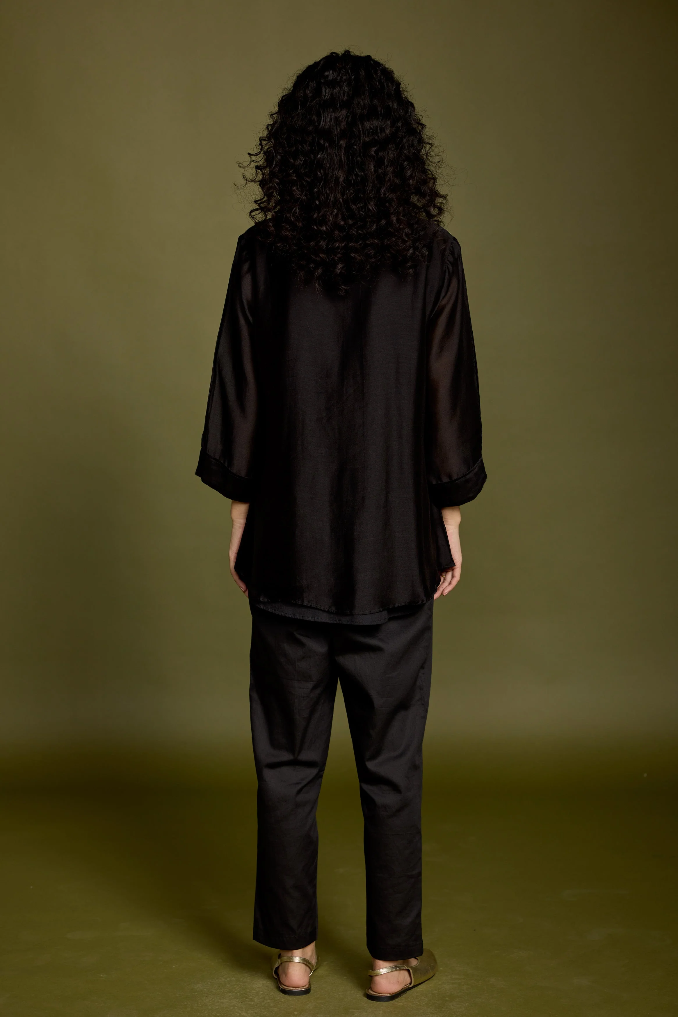Black Embroidered Premium Silk Co-Ord Set - Image 8