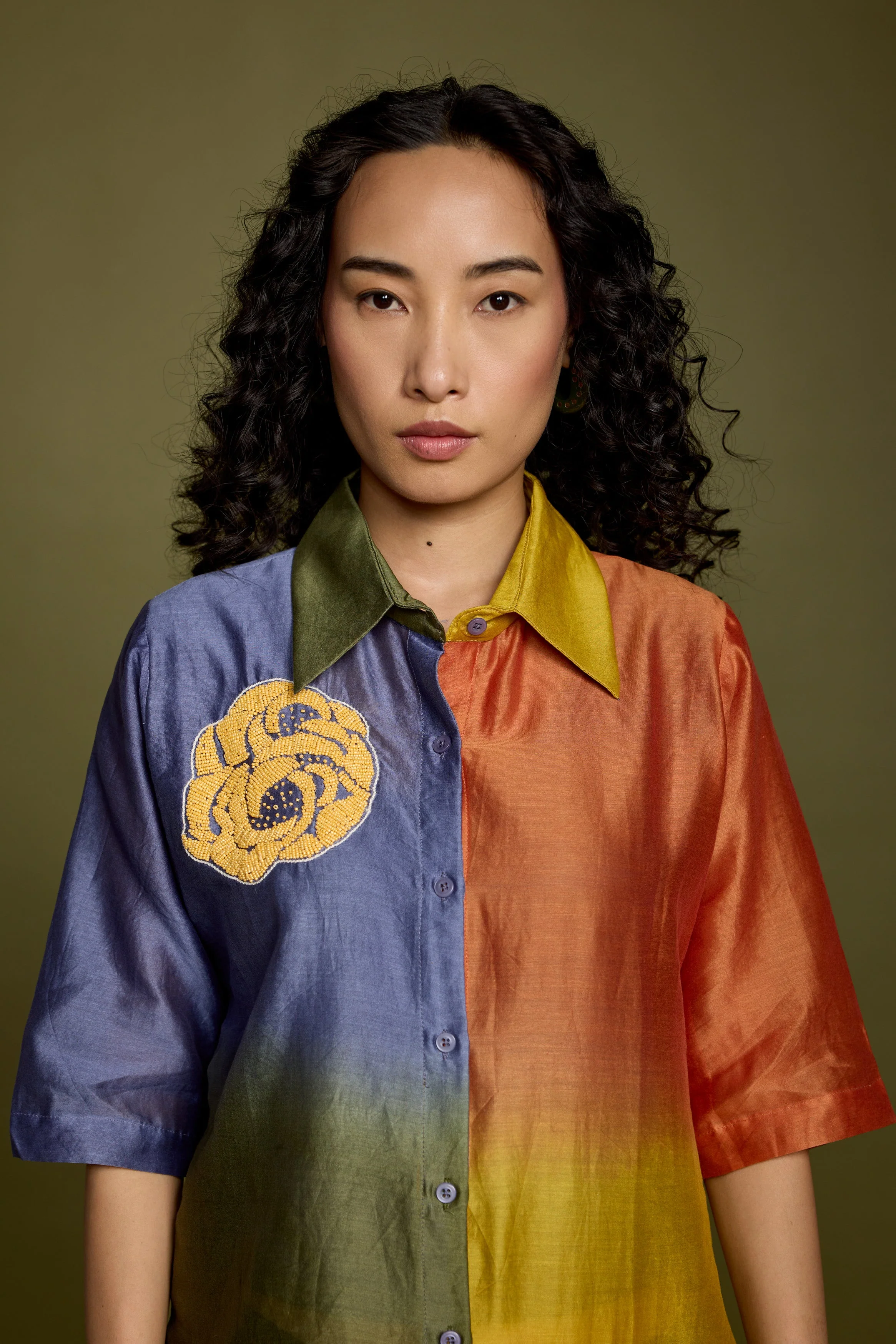 Multicolored Gradient Effect Raw Silk Co-Ord Set - Image 2