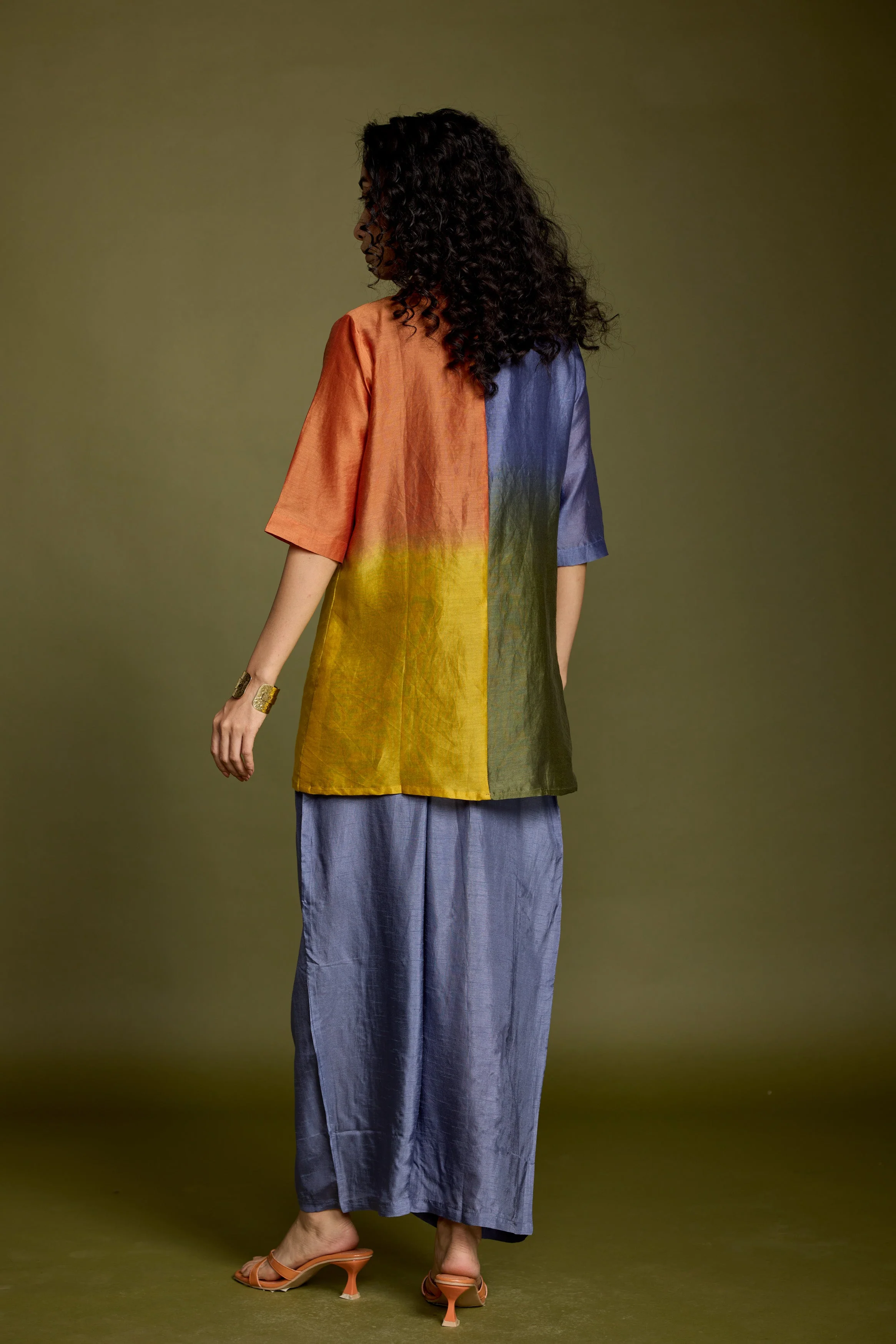 Multicolored Gradient Effect Raw Silk Co-Ord Set - Image 6