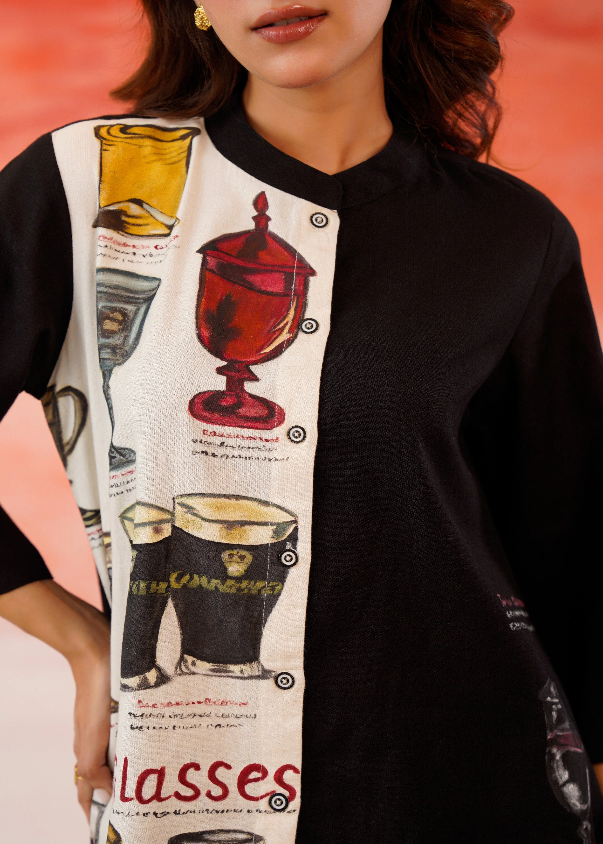 Black Hand-Painted Organic Cotton Co-Ord Set - Image 2