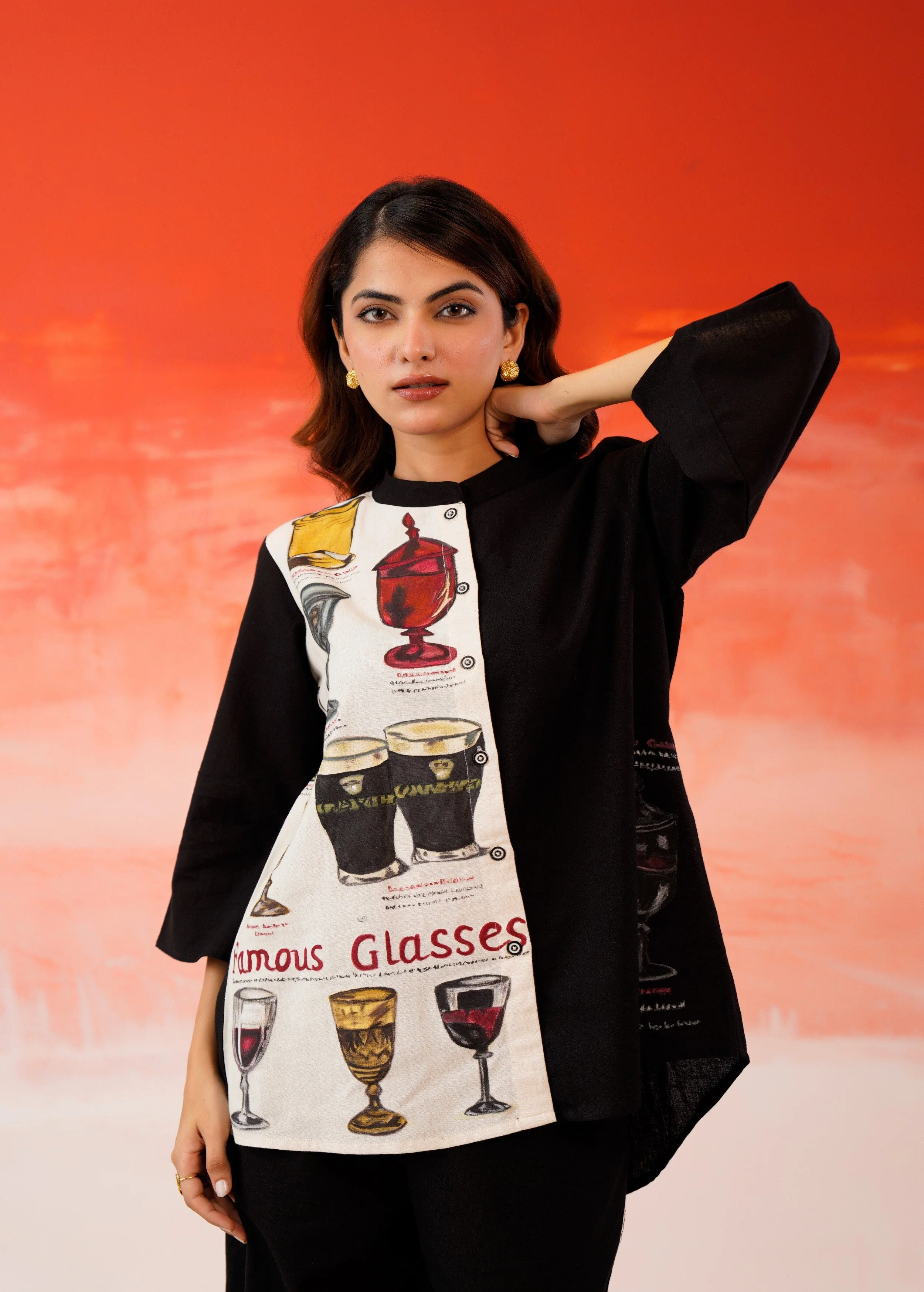 Black Hand-Painted Organic Cotton Co-Ord Set - Image 3