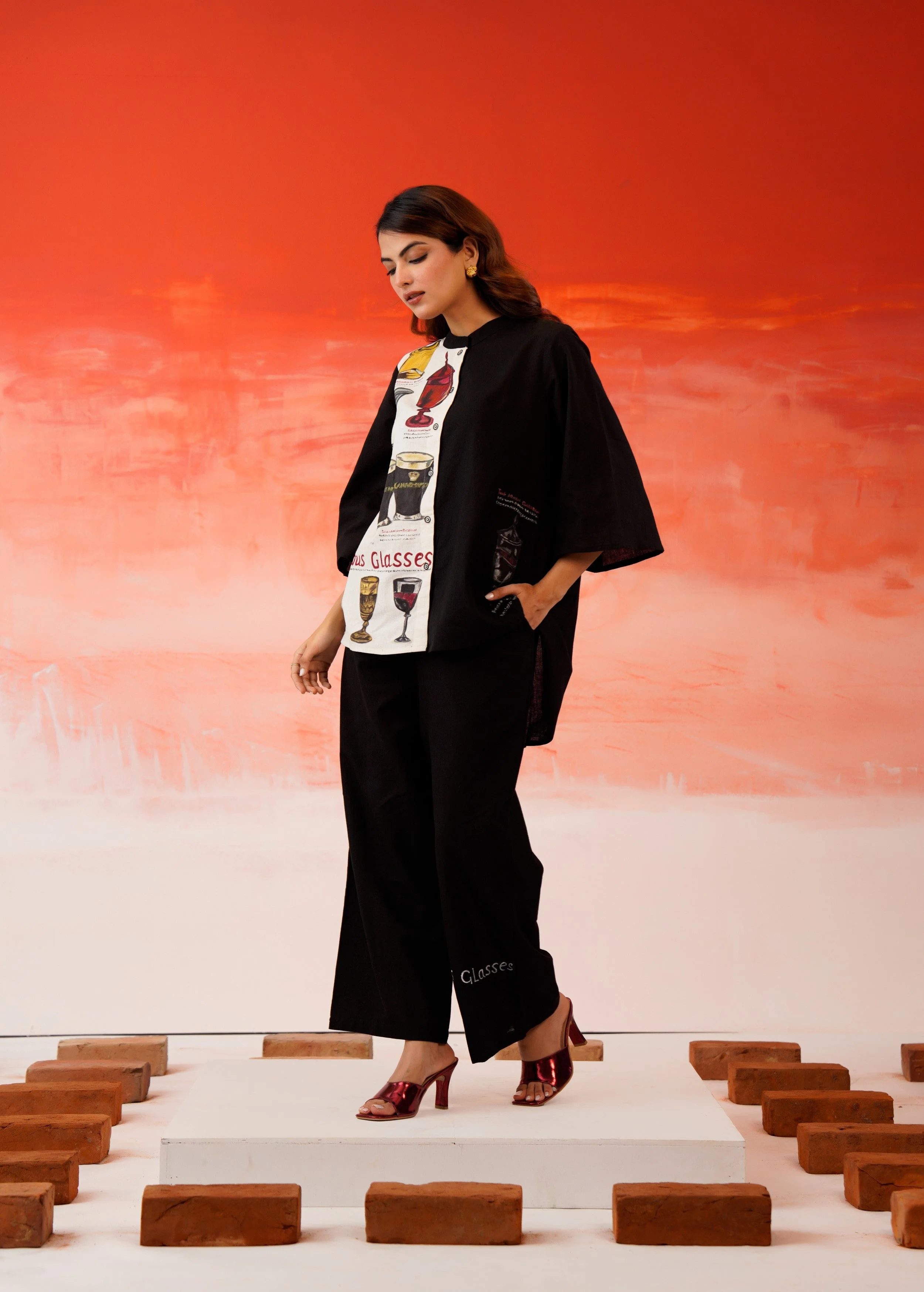 Black Hand-Painted Organic Cotton Co-Ord Set - Image 4
