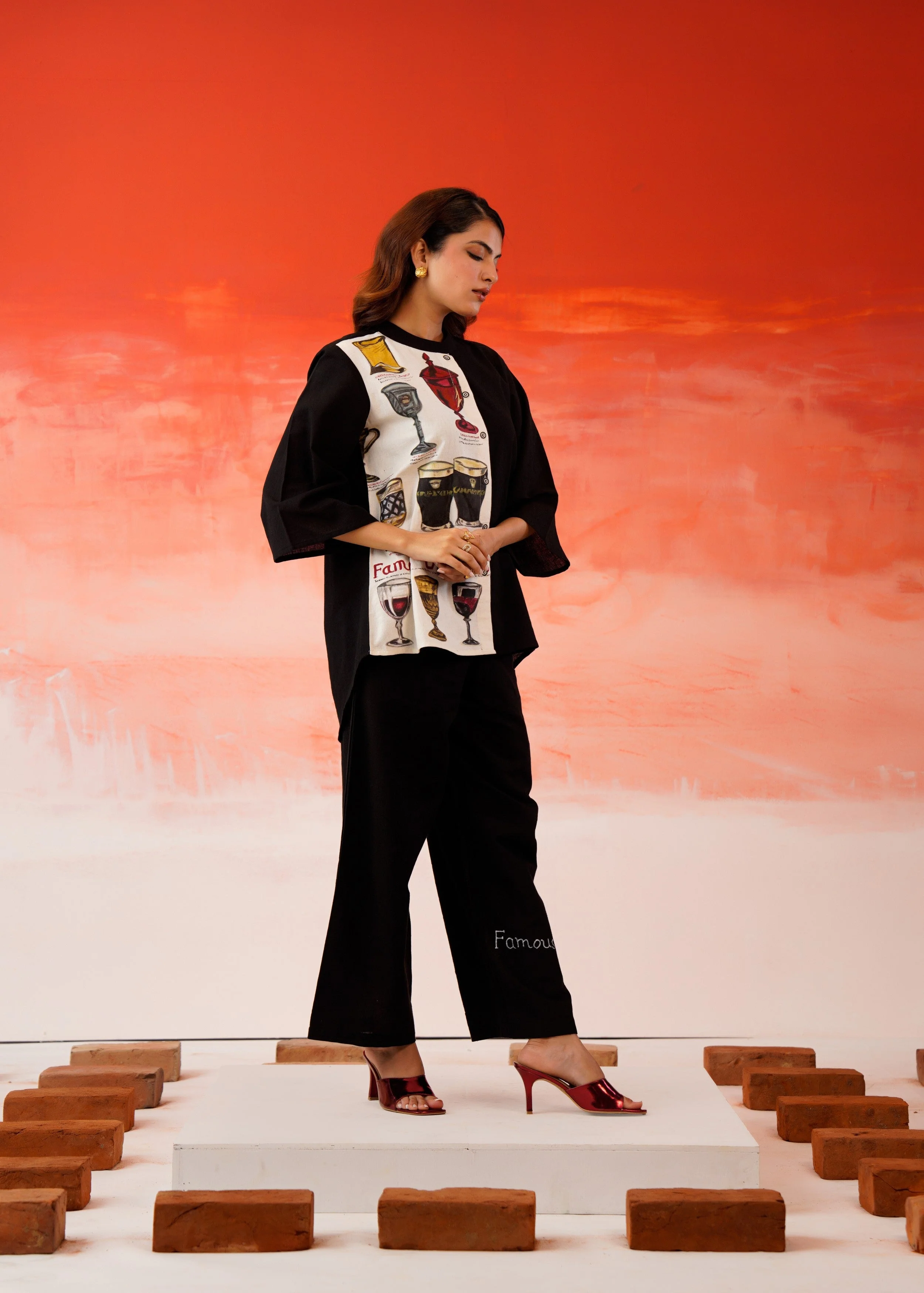 Black Hand-Painted Organic Cotton Co-Ord Set - Image 5