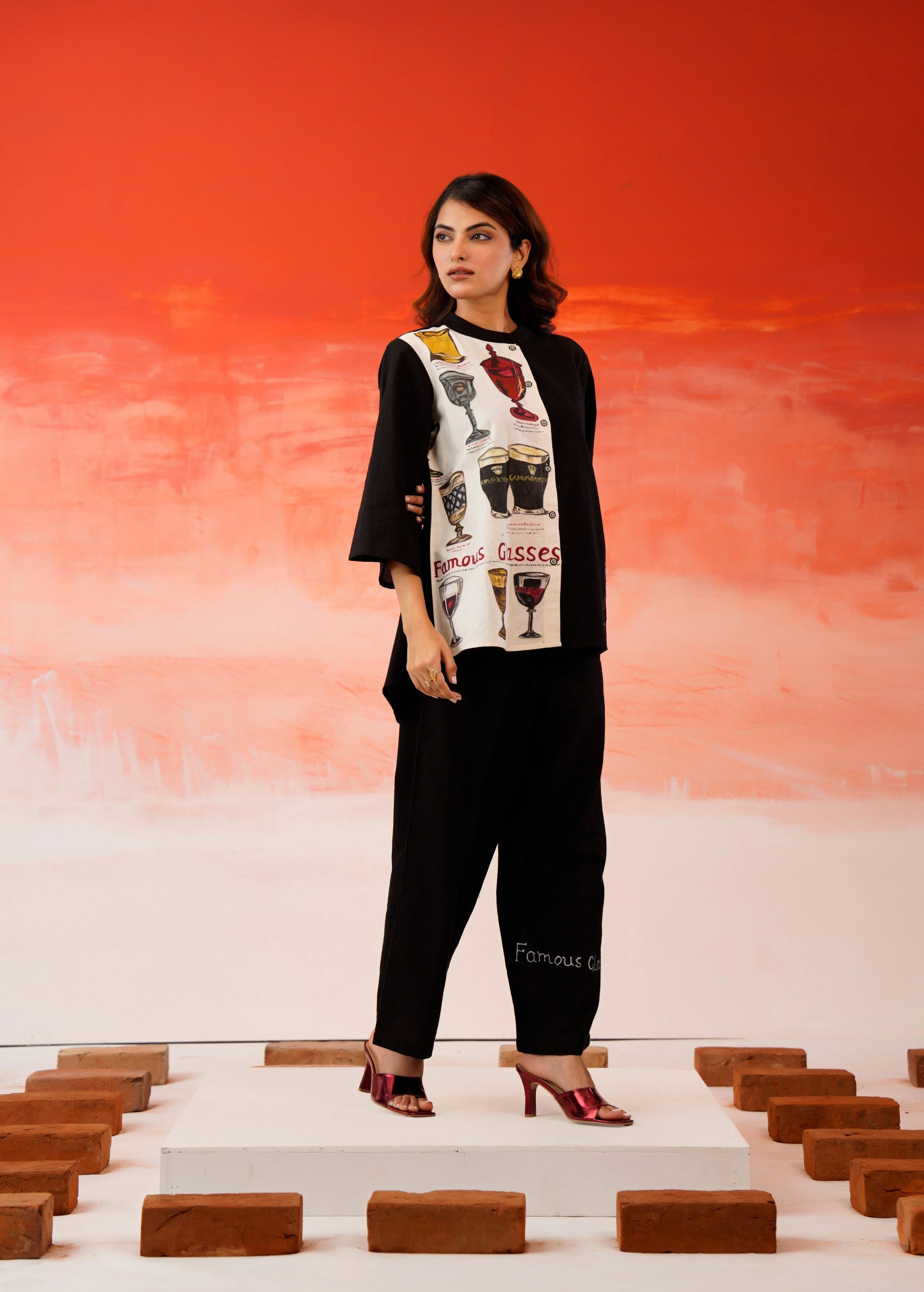 Black Hand-Painted Organic Cotton Co-Ord Set - Image 6
