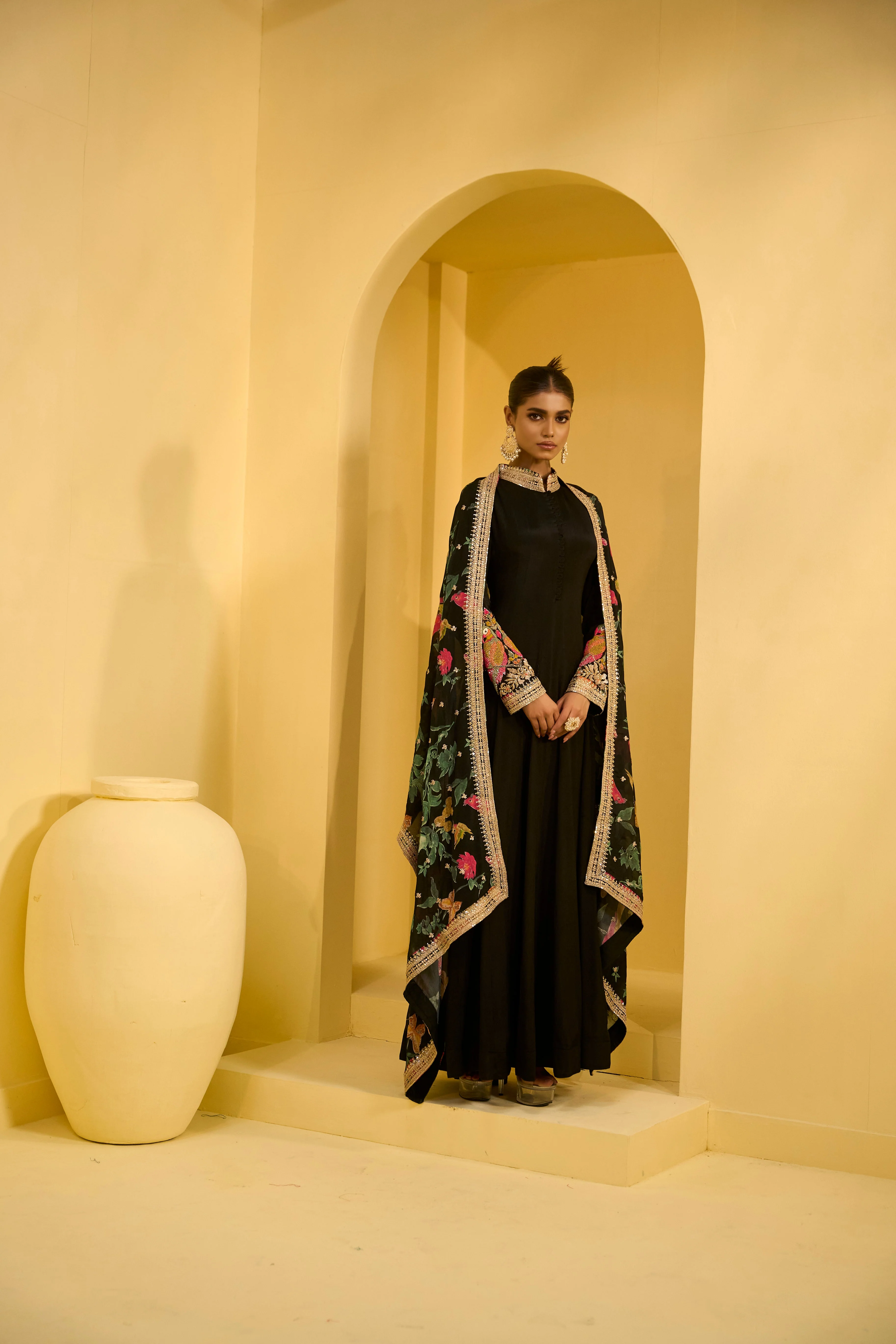 Sufi Handwork Chinon Silk Gown - Image 3