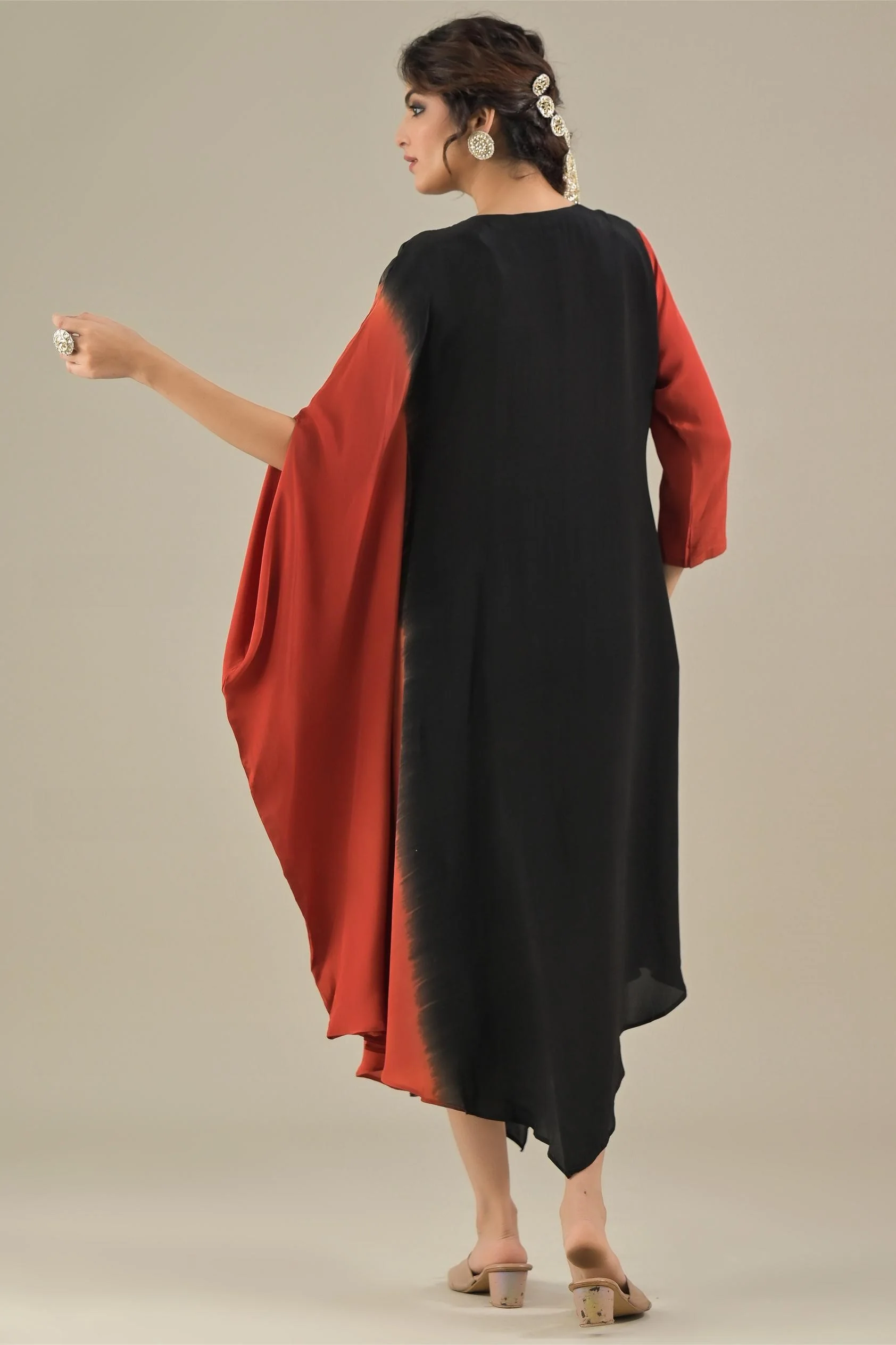 Black Ombre-Dyed Asymmetrical Dress - Image 5
