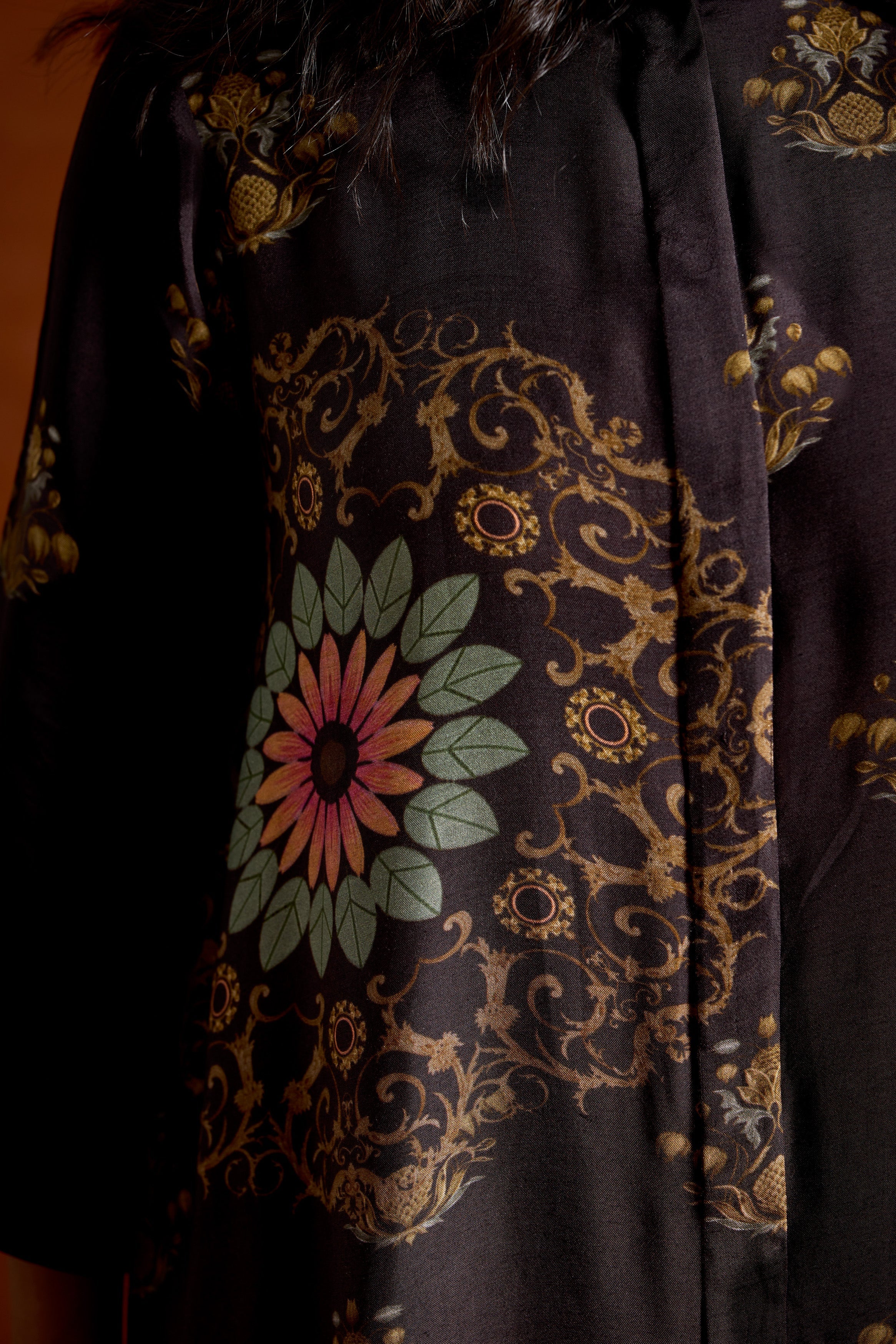 Black Printed Rayon Silk Co-Ord Set - Image 3