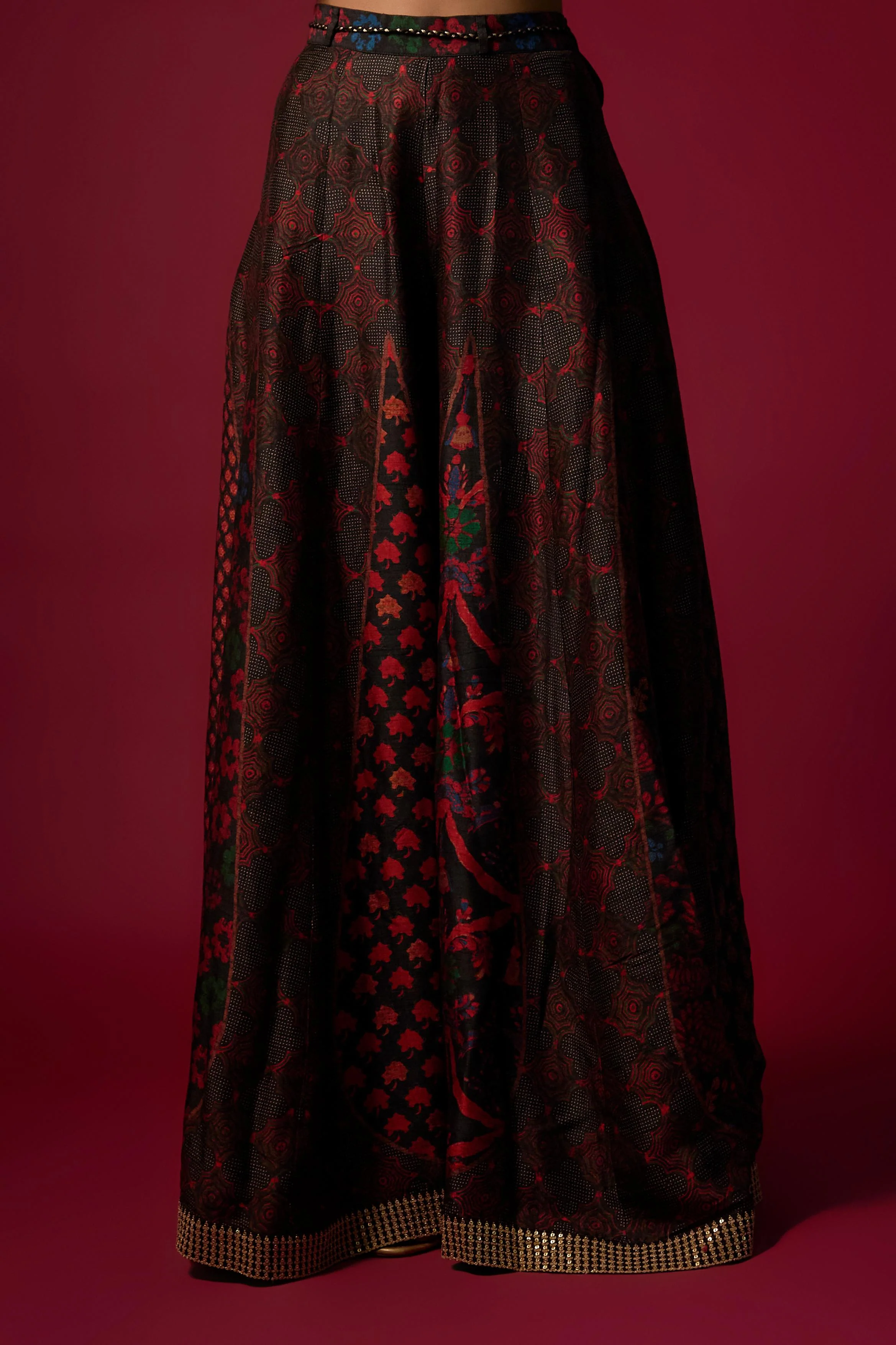 Black Printed Slub Cotton Silk Tunic Co-Ord Set - Image 3