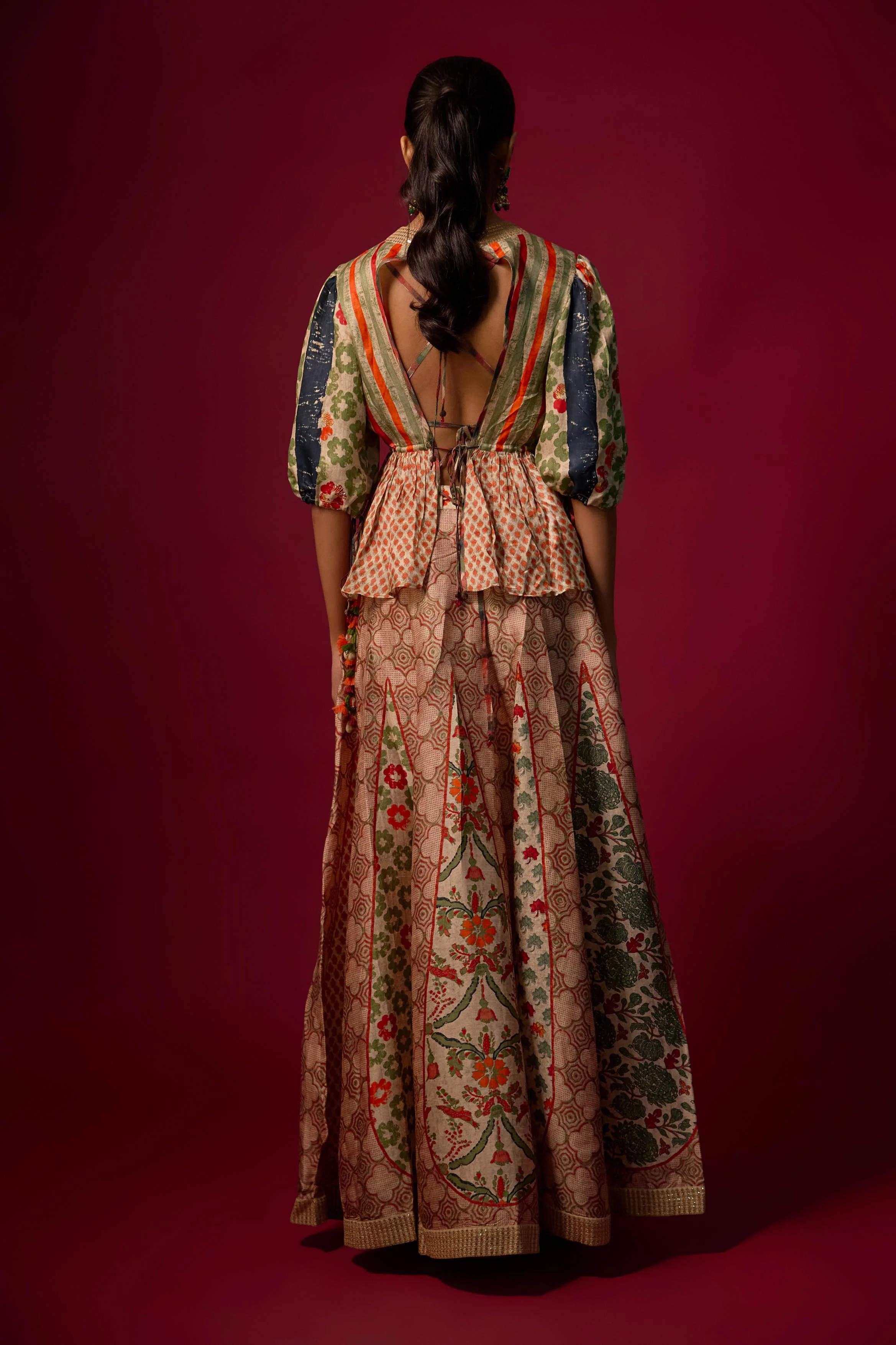 Ivory Printed Slub Cotton Silk Tunic Co-Ord Set - Image 3