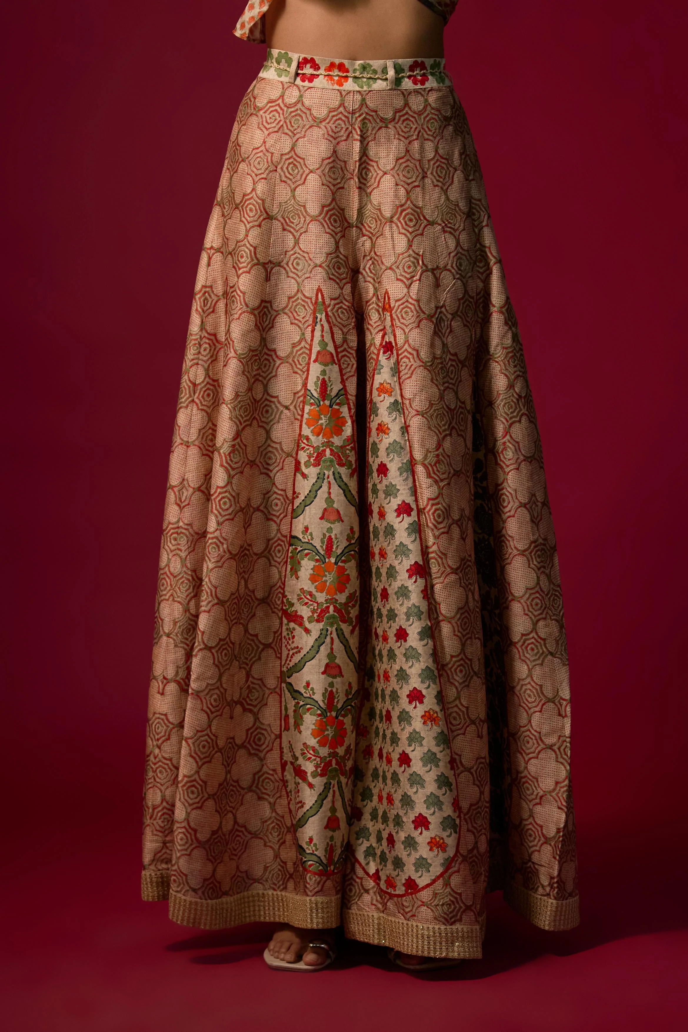 Ivory Printed Slub Cotton Silk Tunic Co-Ord Set - Image 4