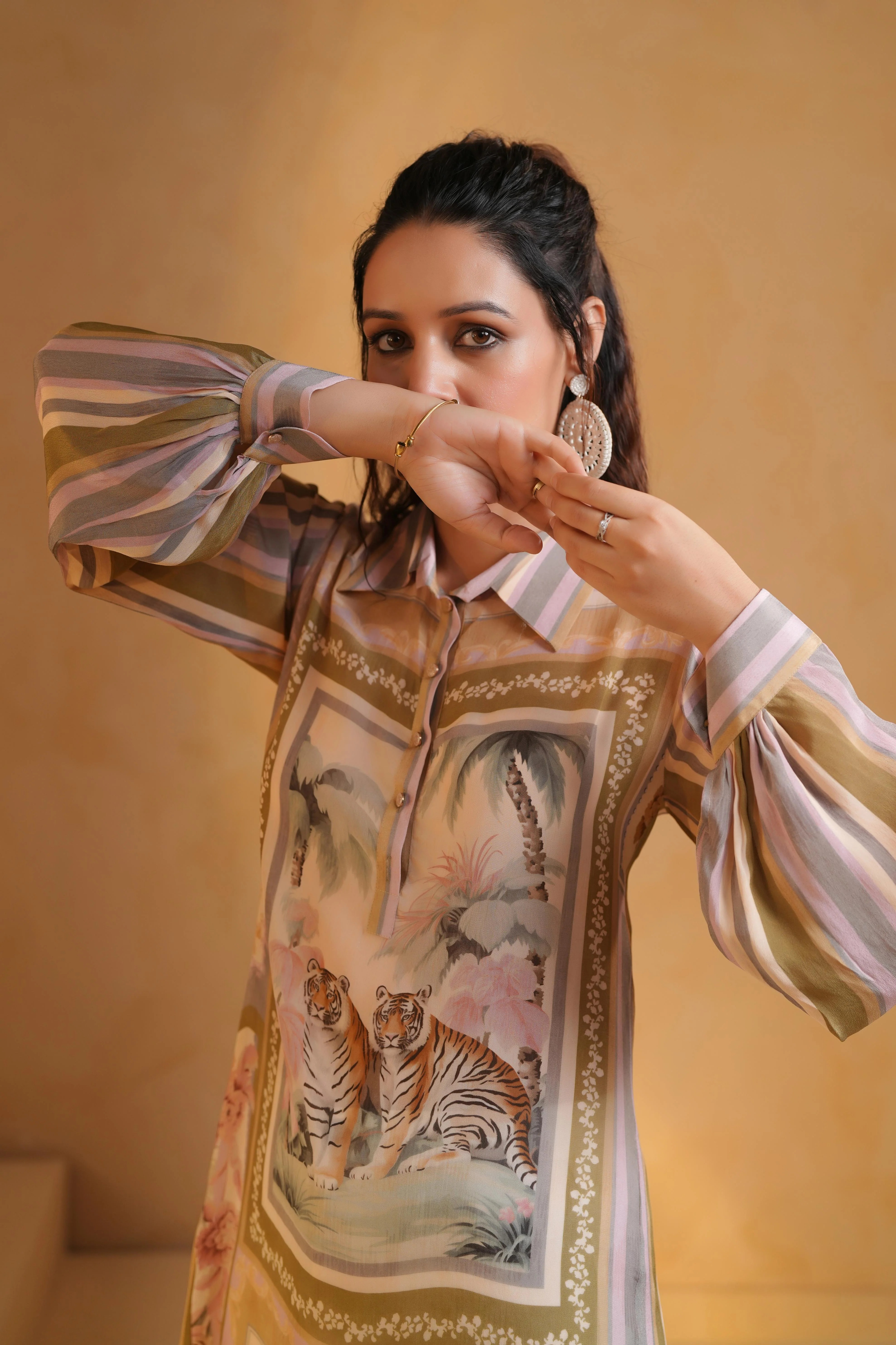 Pastel Multicolour Printed Viscose Crepe Top - Image 2