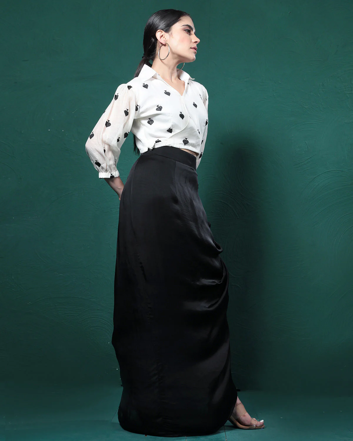 Black Lady Formal Shirt Skirt Dress - Image 3