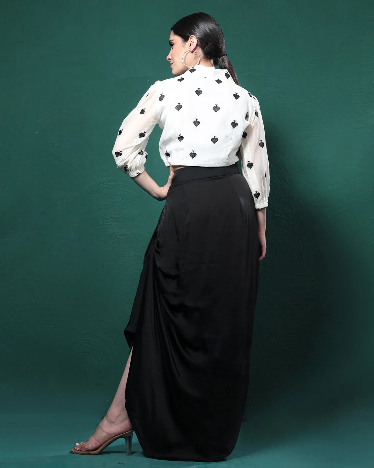 Black Lady Formal Shirt Skirt Dress - Image 4