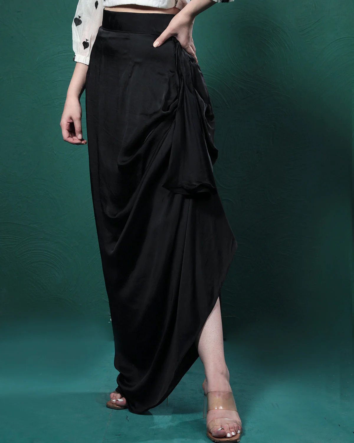 Black Lady Formal Shirt Skirt Dress - Image 5