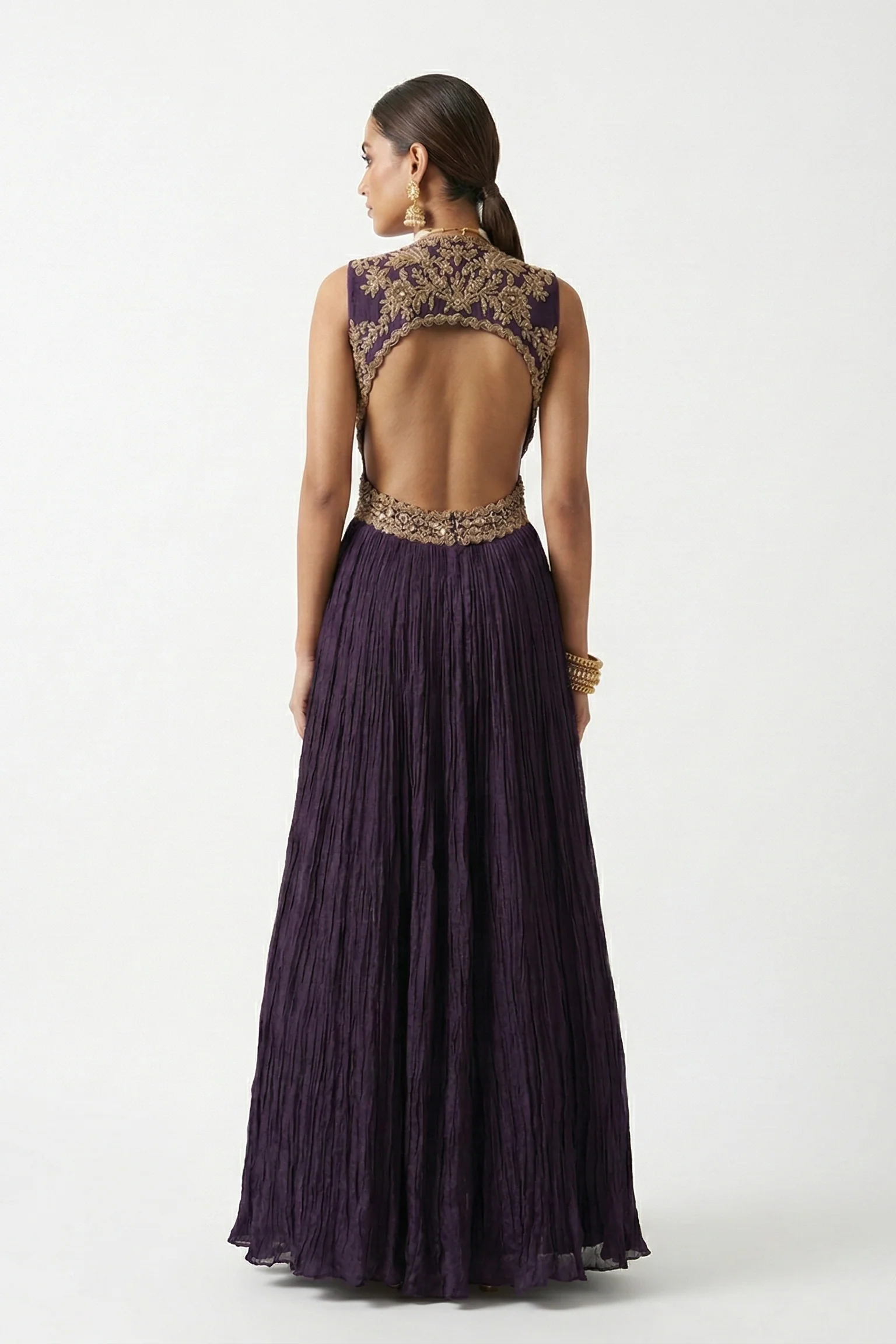 Blackberry Purple Embellished Premium Silk Gown - Image 2