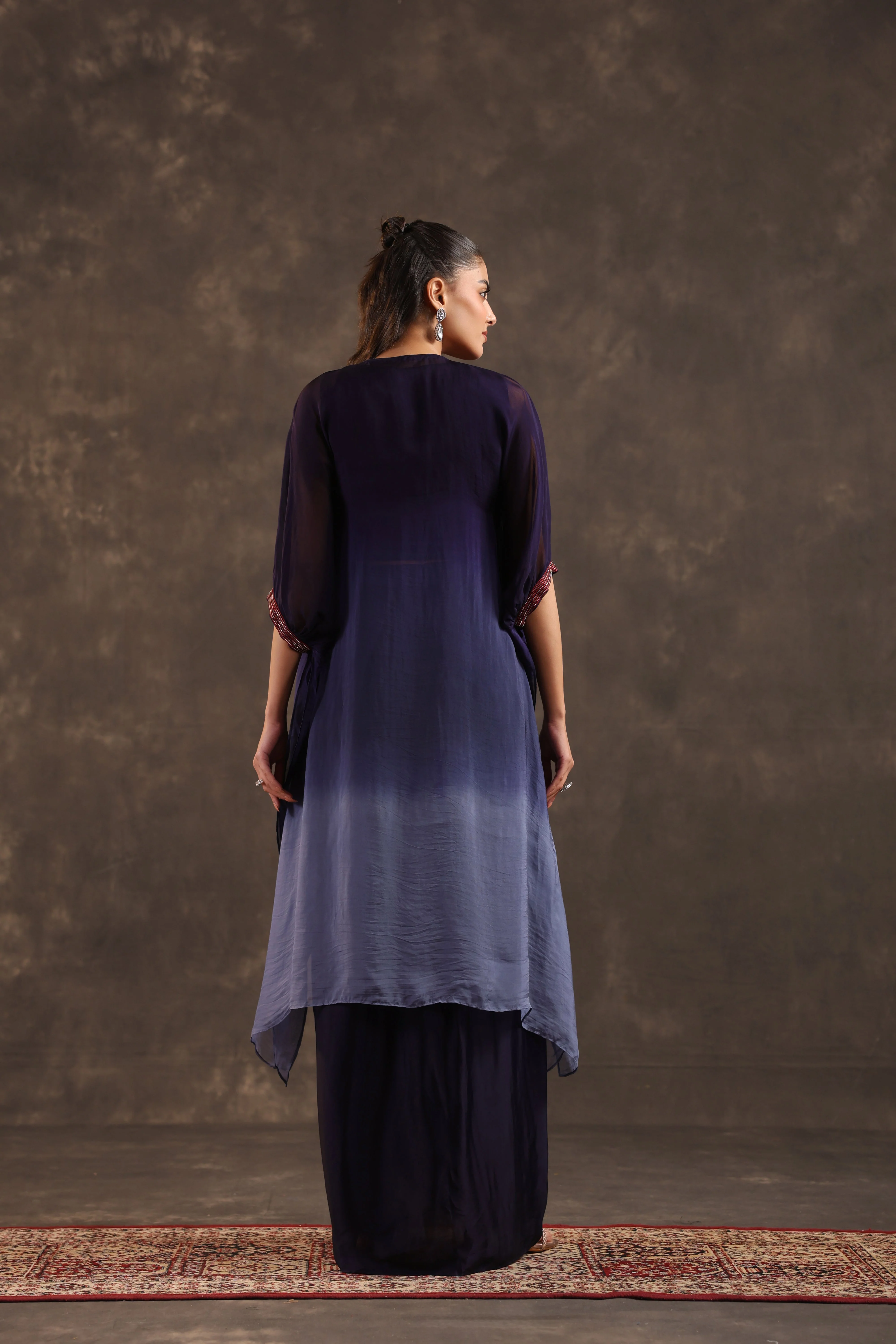Twilight Bloom Embellished Organza Silk Skirt Set - Image 5