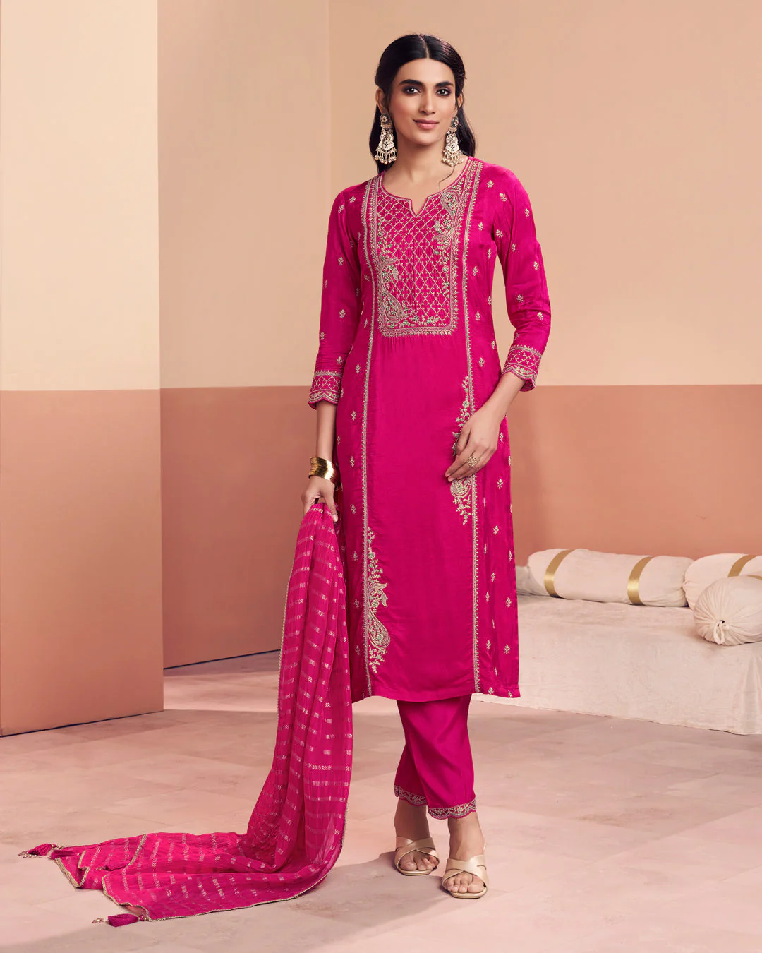 Rani Grace Embellished Dola Silk Pant Set - Image 4