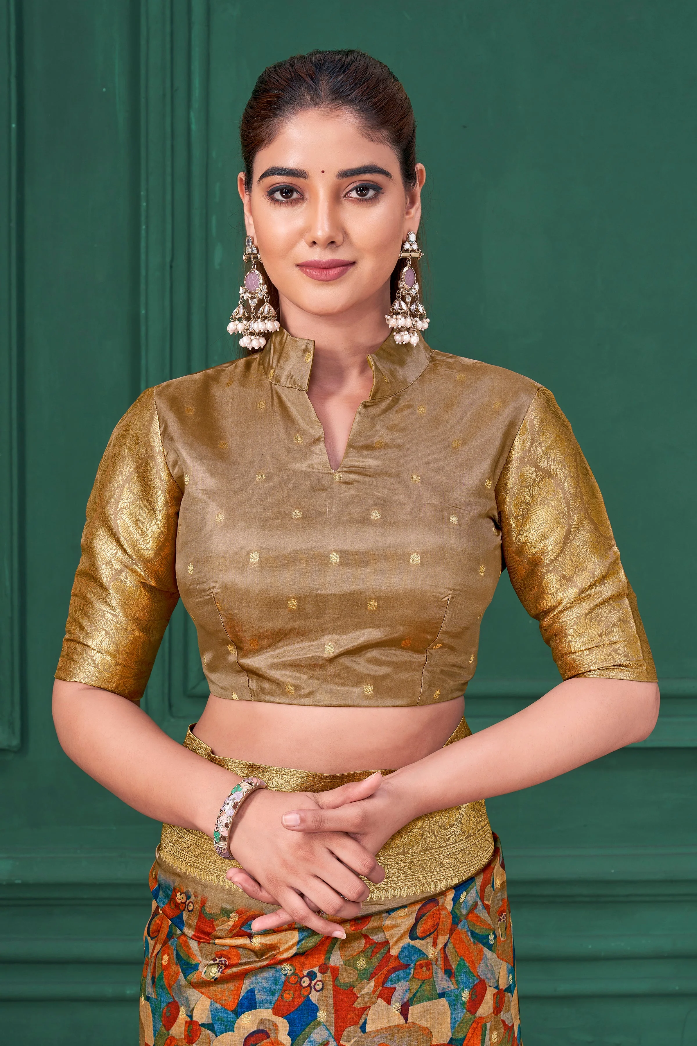 Multicolor Digital Printed Tussar Silk Saree - Image 6