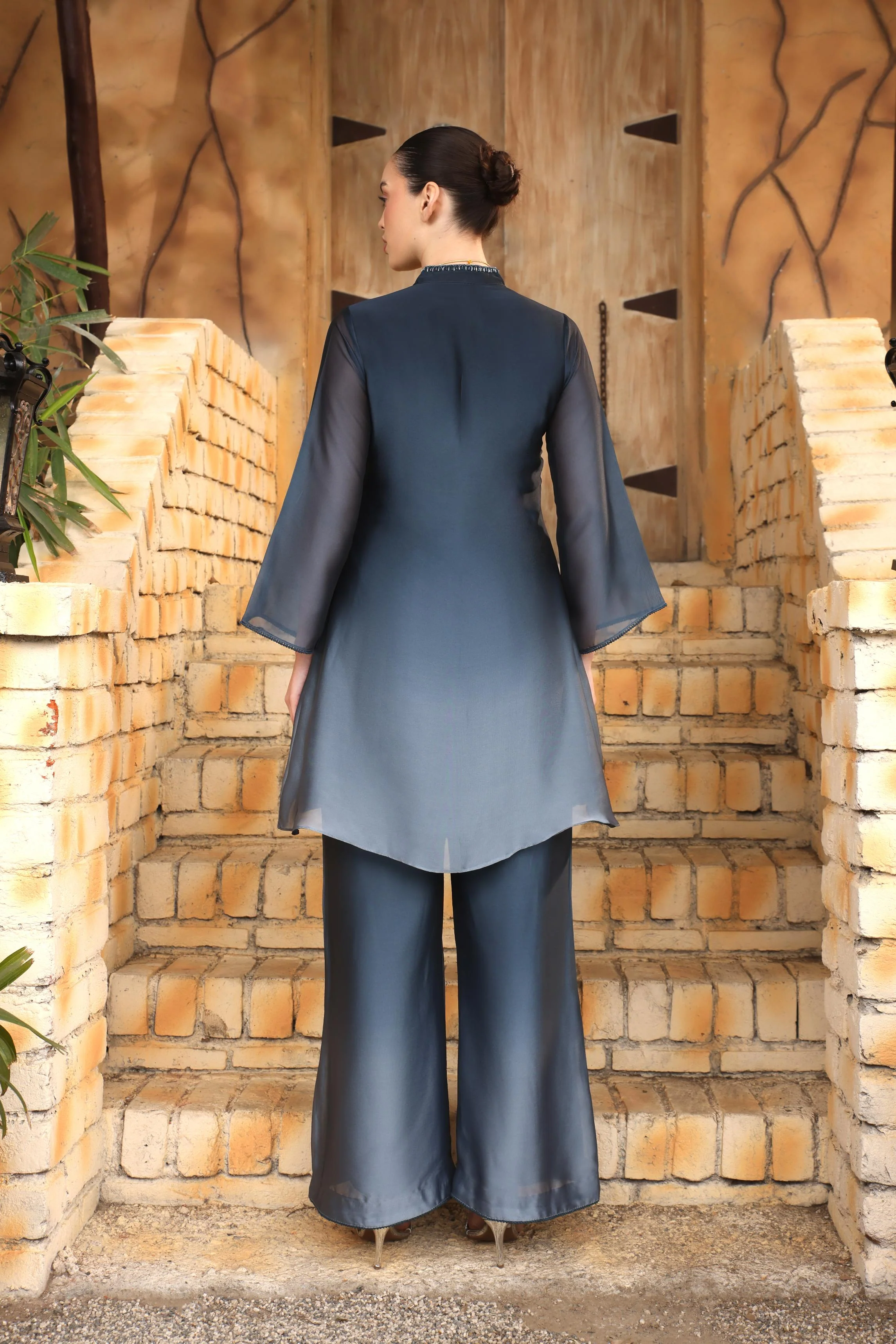 Incredible Blue Georgette Silk Palazzo Set - Image 5