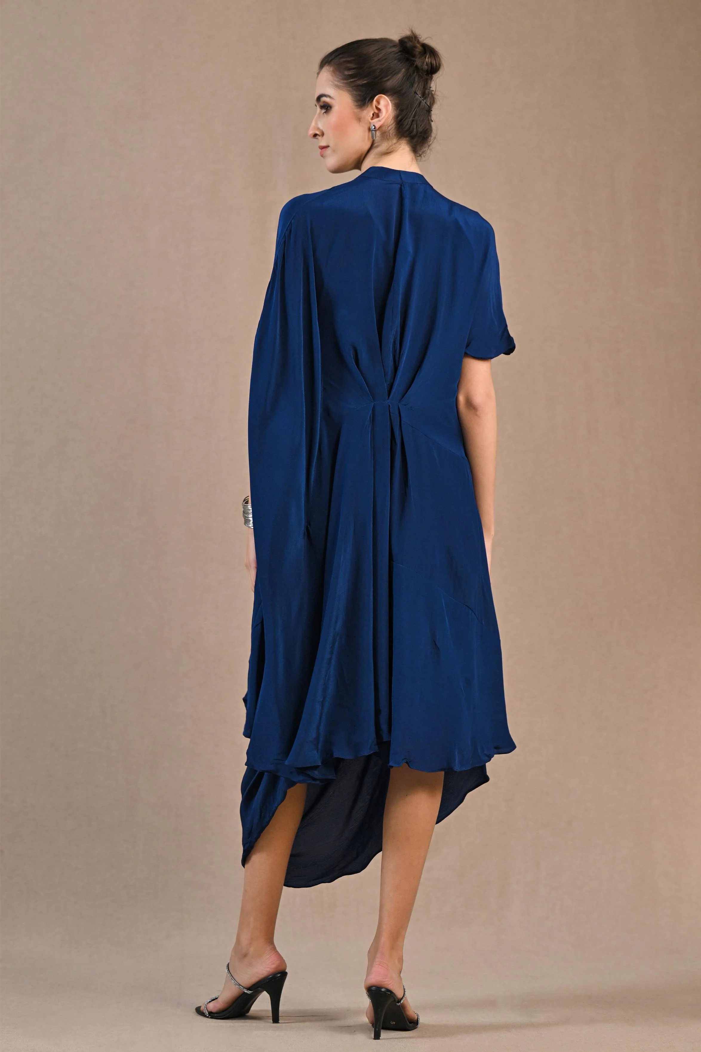 Blue Embroidered Premium Silk Kaftan Dress - Image 5