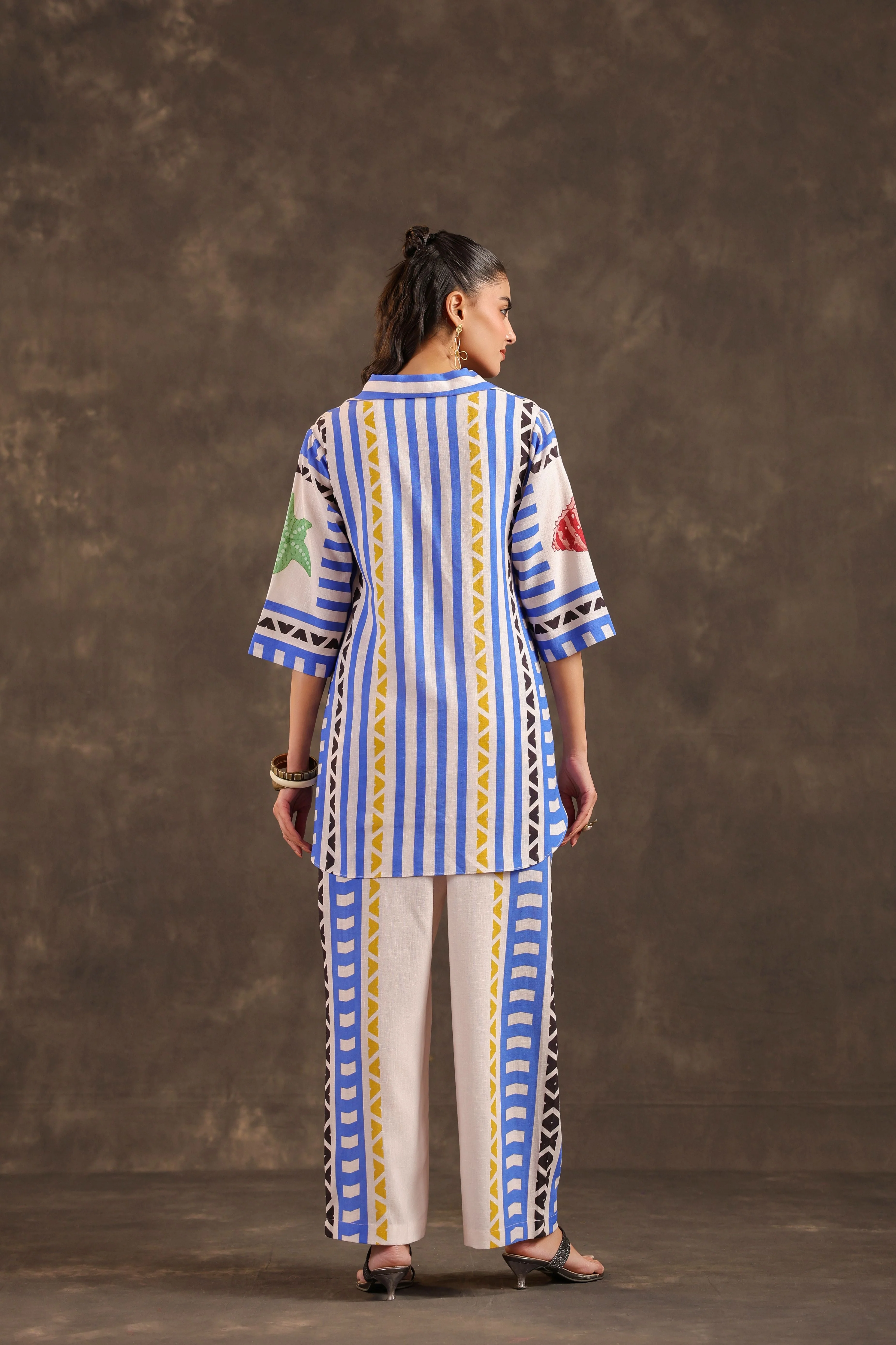 Blue Fiesta Printed Linen Co-Ord Set - Image 5