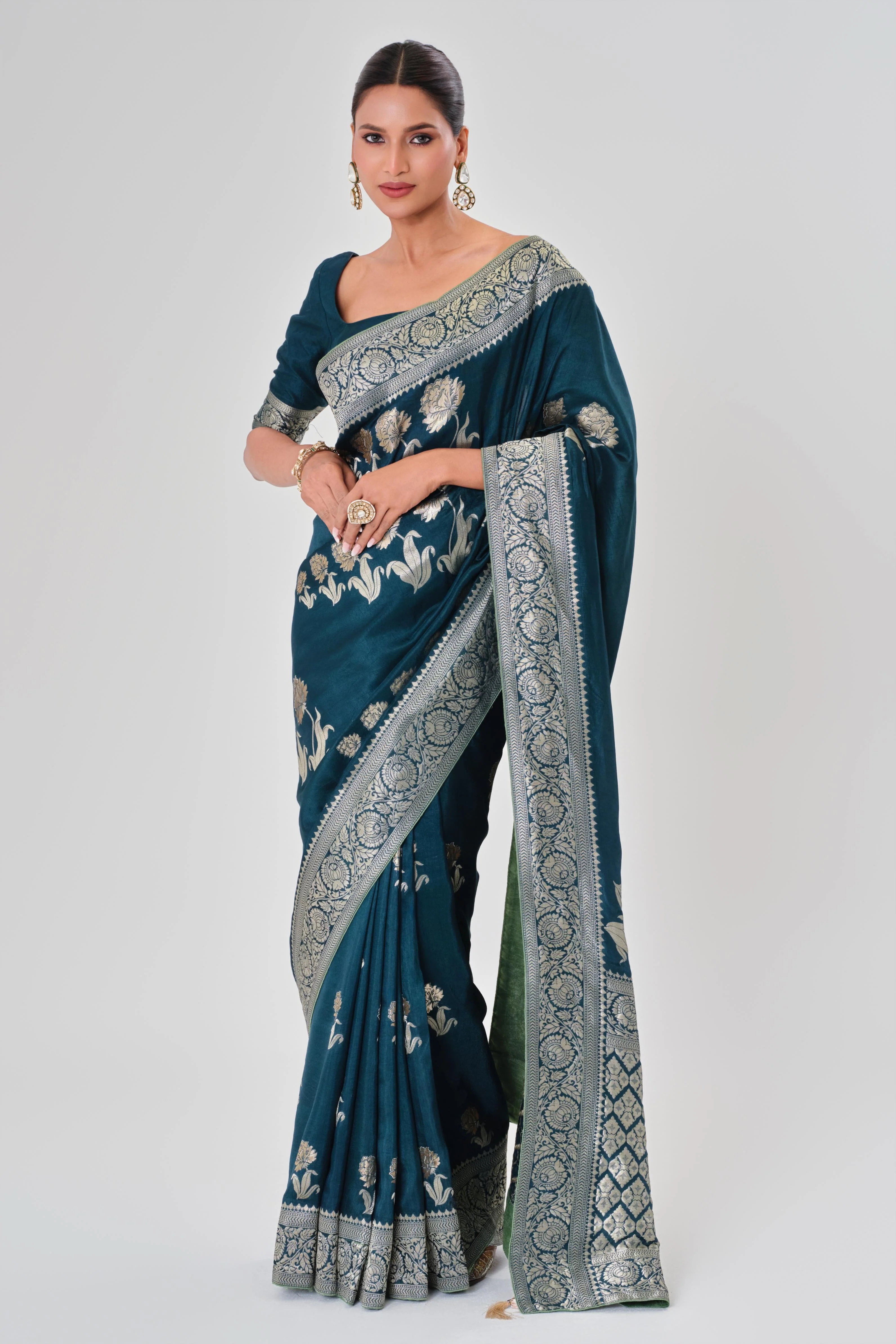 Blue Zari Woven Dola Silk Saree - Image 3