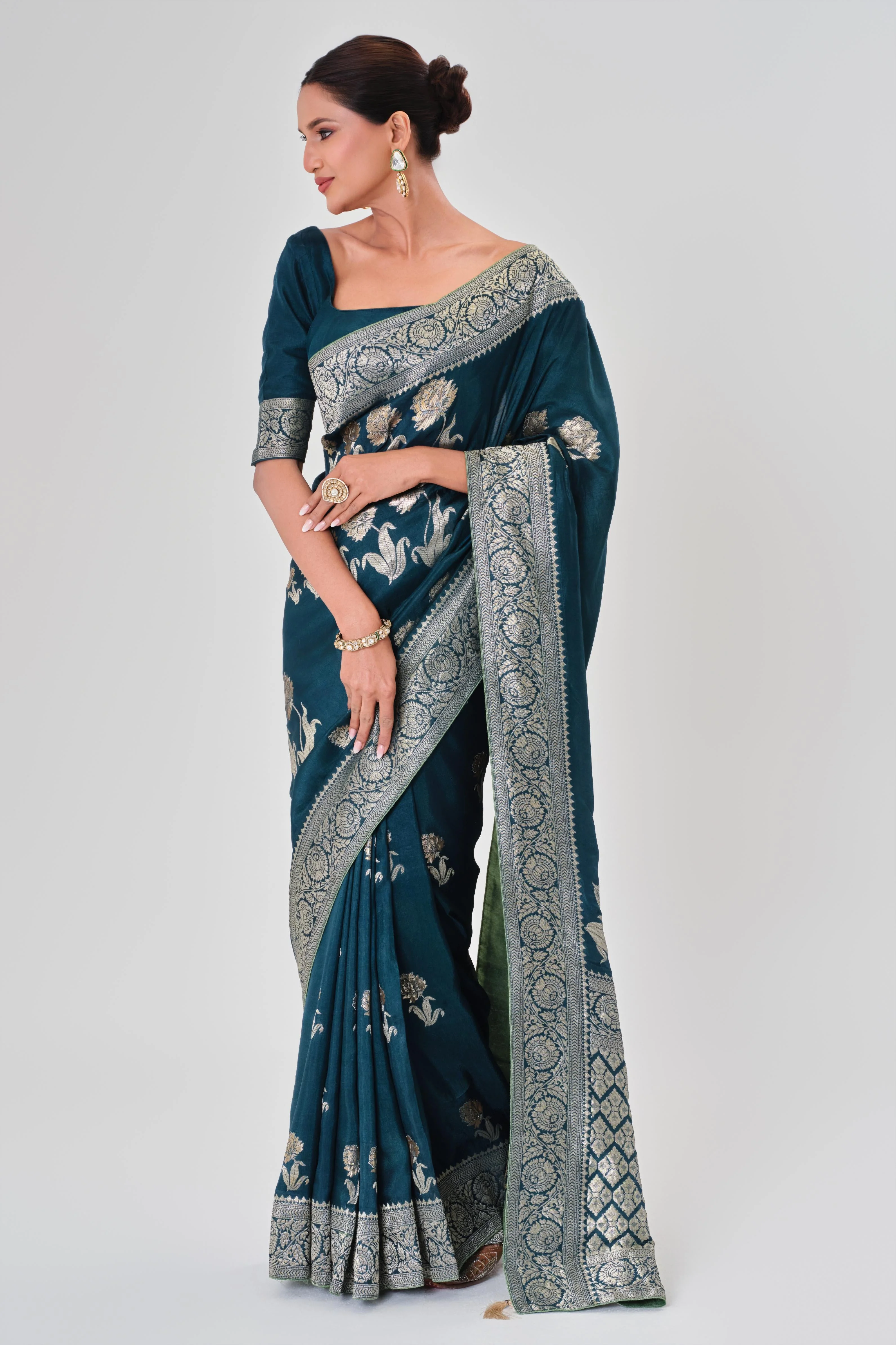 Blue Zari Woven Dola Silk Saree - Image 5