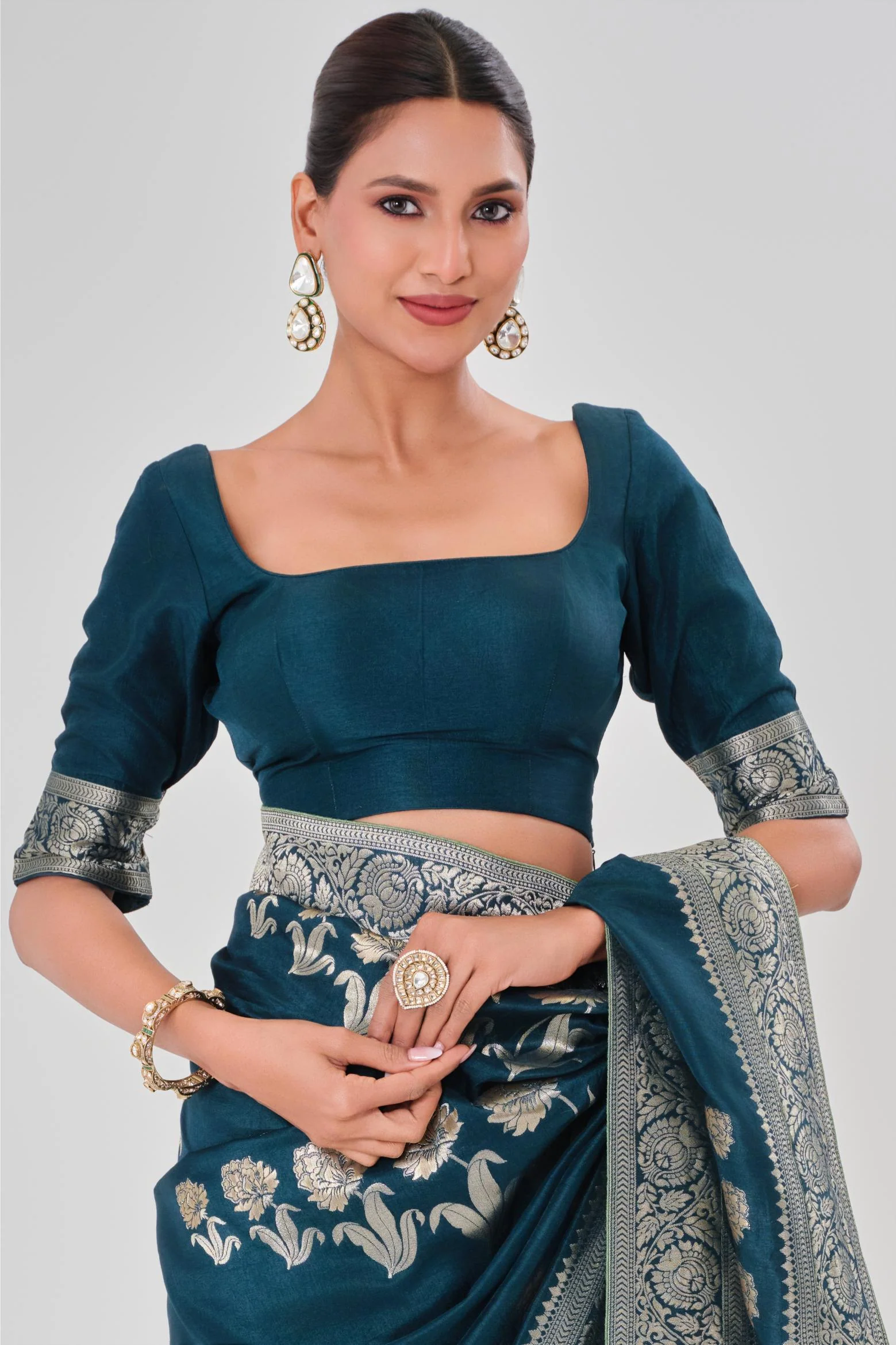 Blue Zari Woven Dola Silk Saree - Image 8