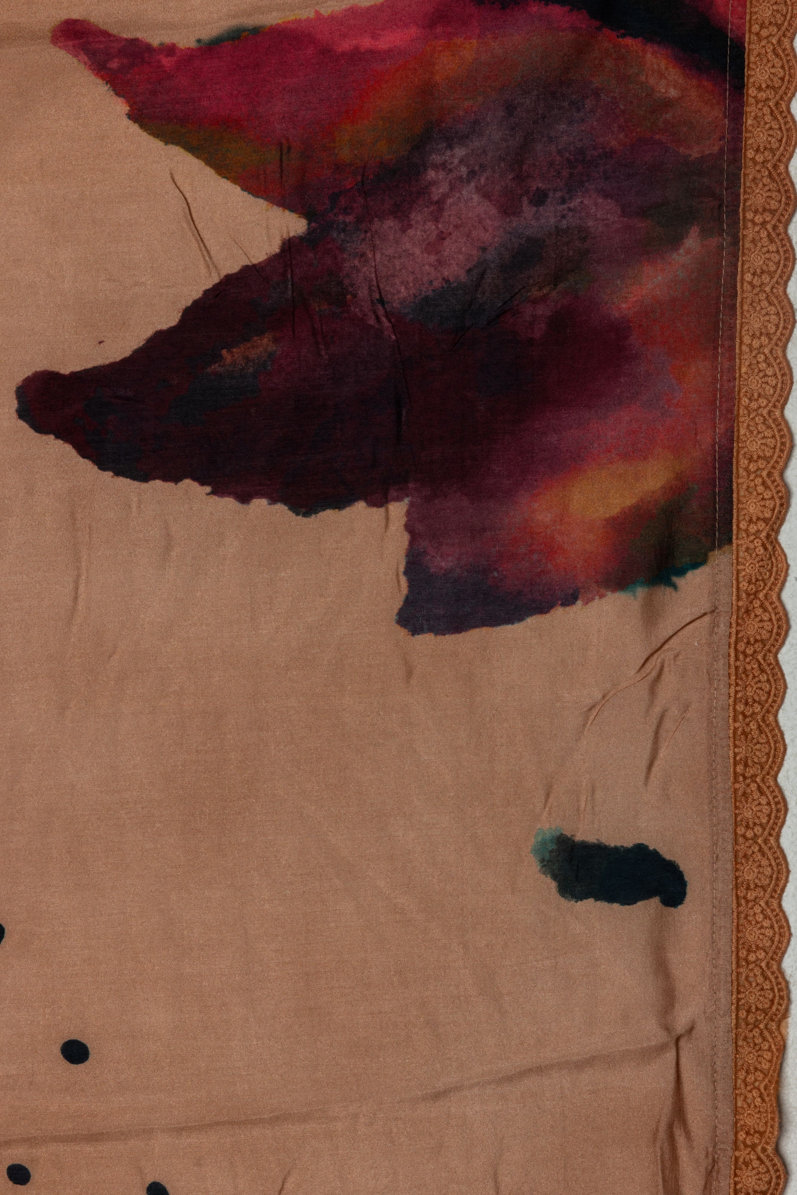 Blush Beige Abstract Art Saree - Image 8