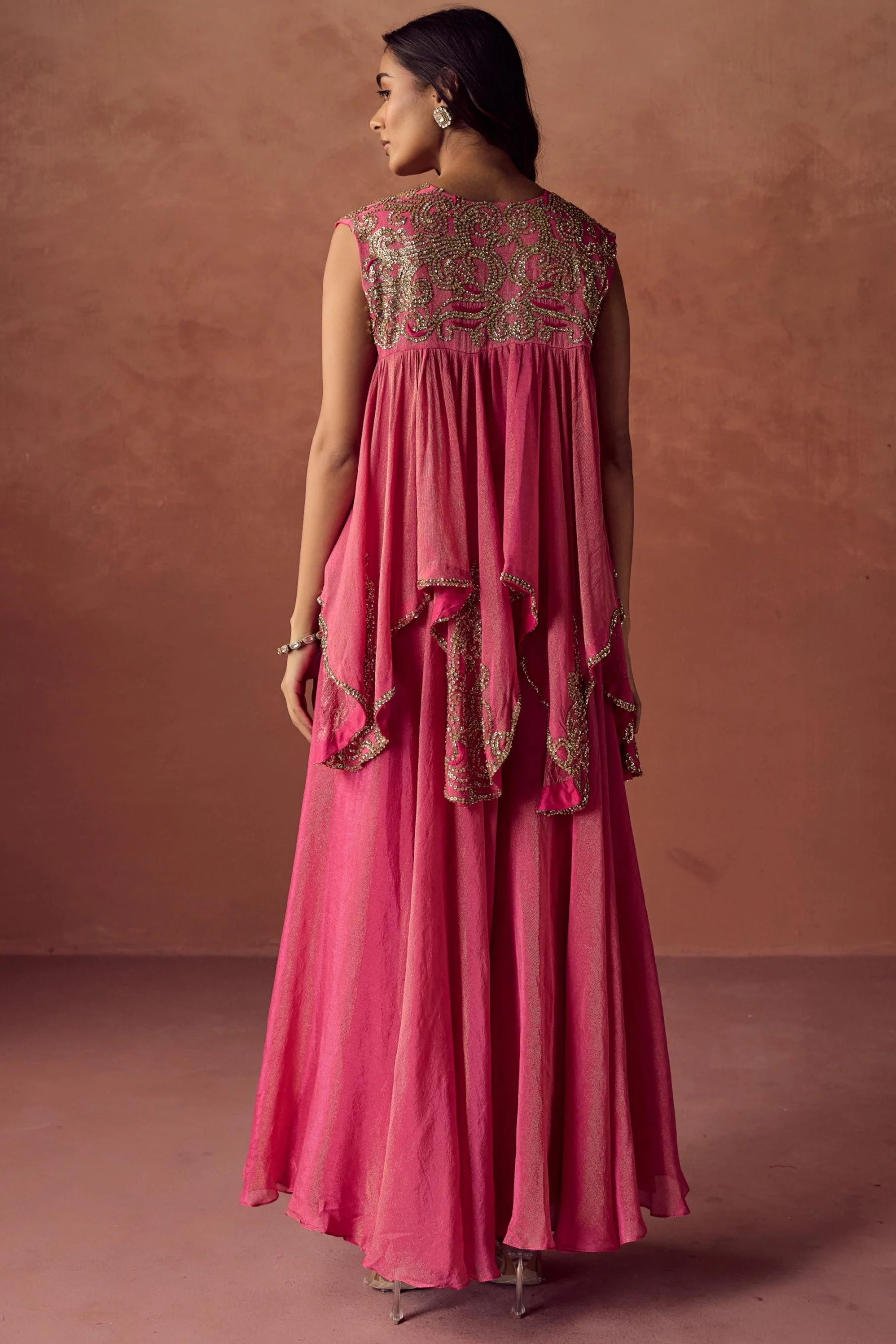 Blush Glimmer Embellished Shimmer Tissue Silk Tunic Set - Image 7